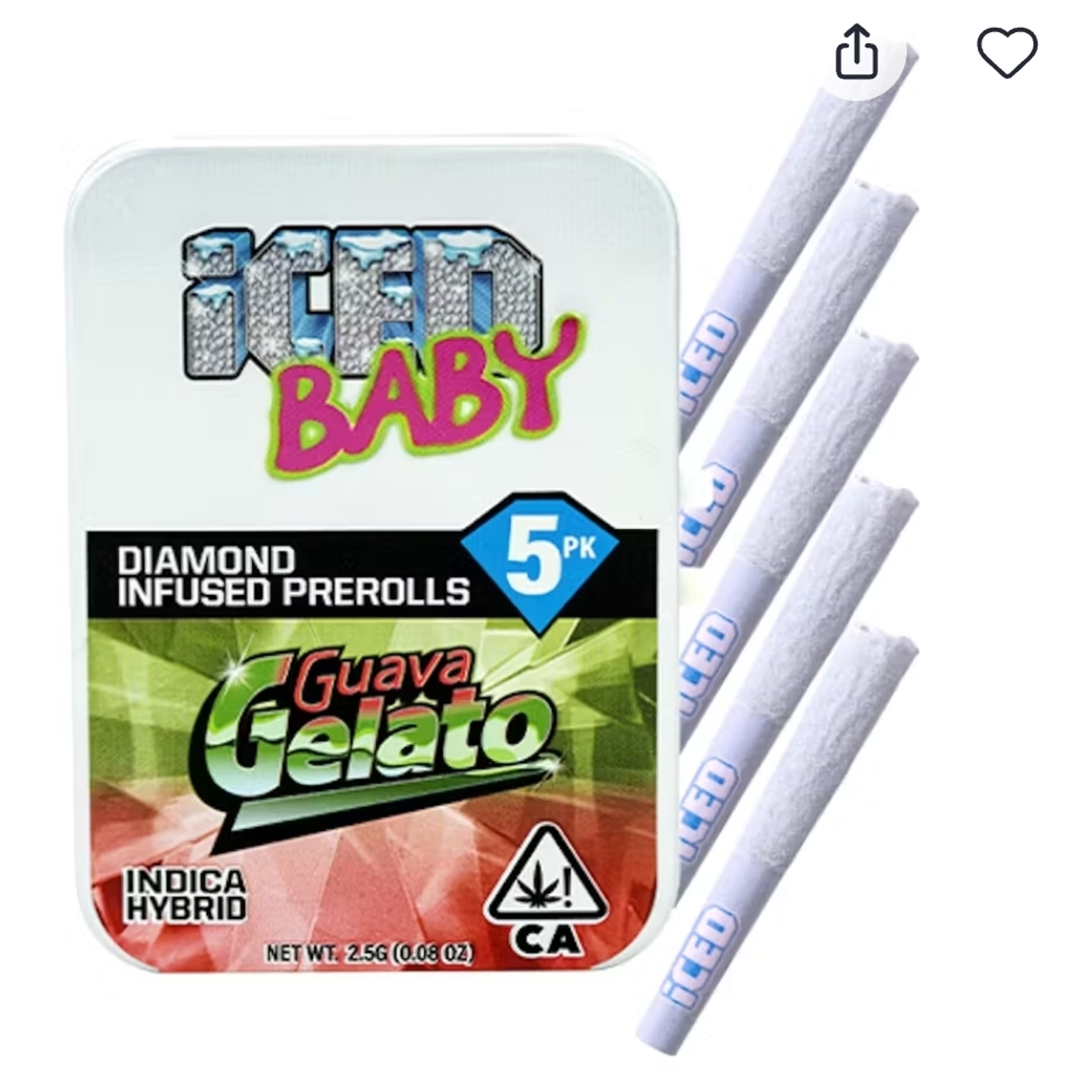 ICED - Infused Preroll - 0.5g 5pk - Guava Gelato - - $50 - Pre-Rolls