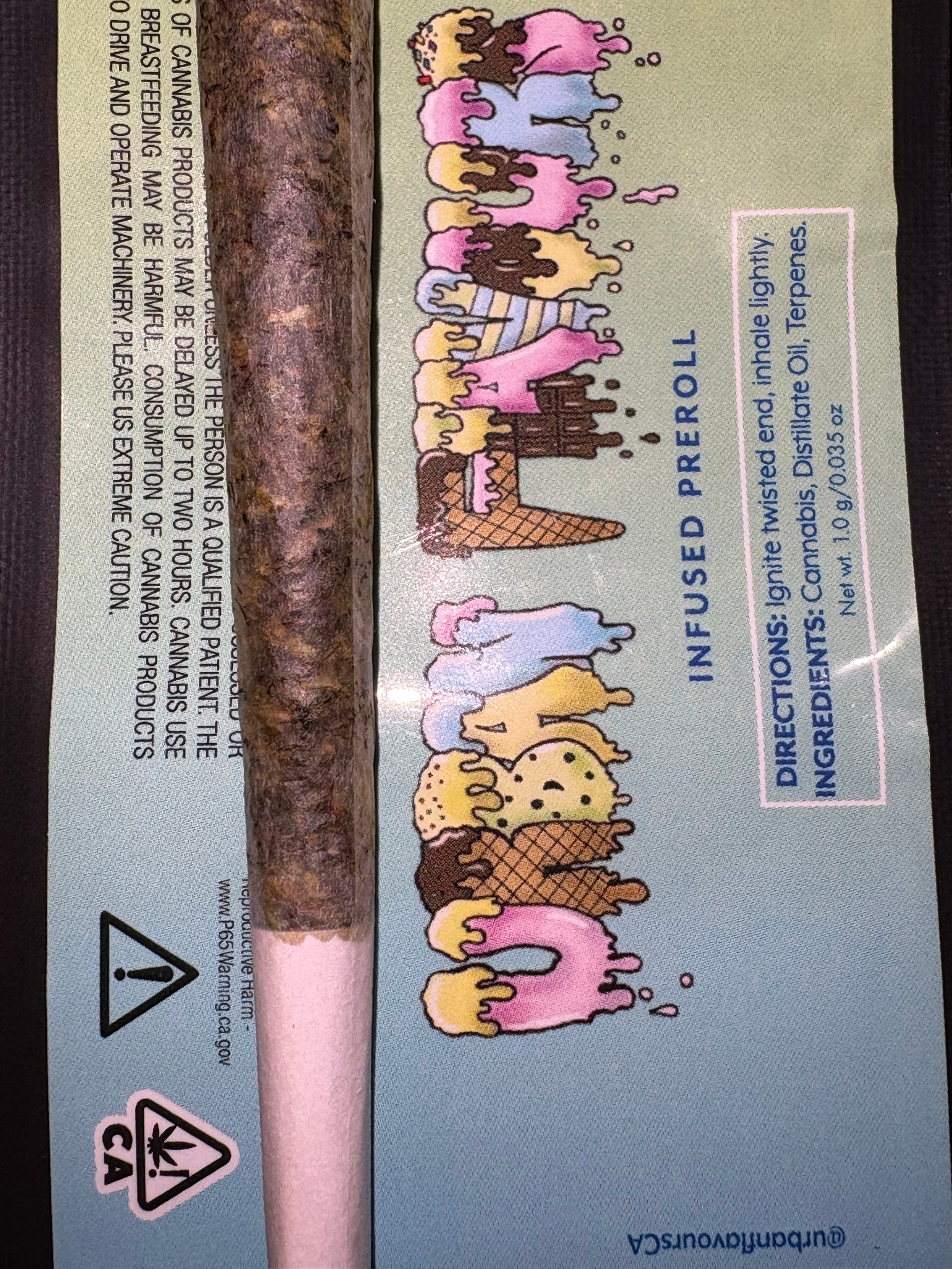 Kiwi Strawberry 1g Infused Preroll 42% THC - Urban Flavours -  - $7 - Pre-Rolls