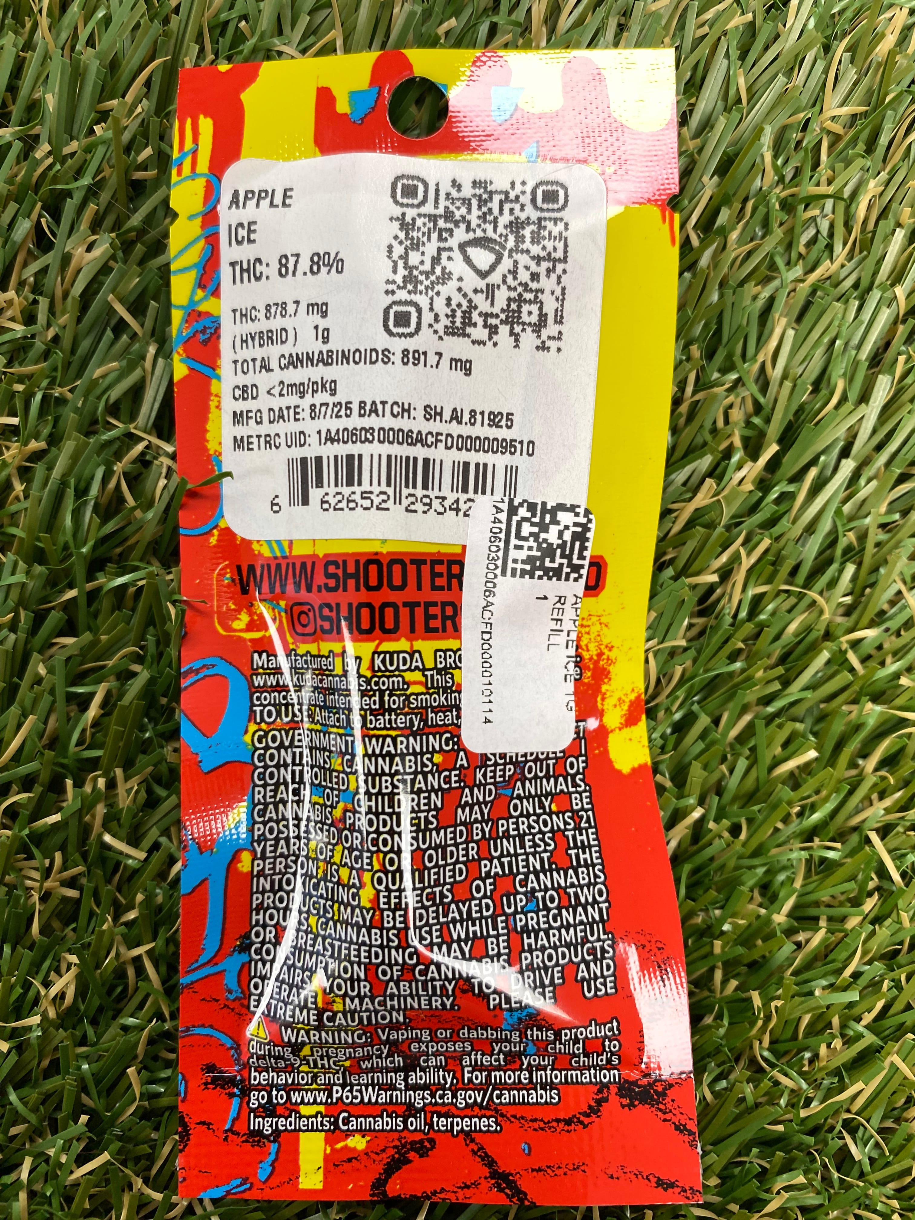 APPLE ICE 1G REFILL - SHOOTERS -  - $9 - Vape Cartridge