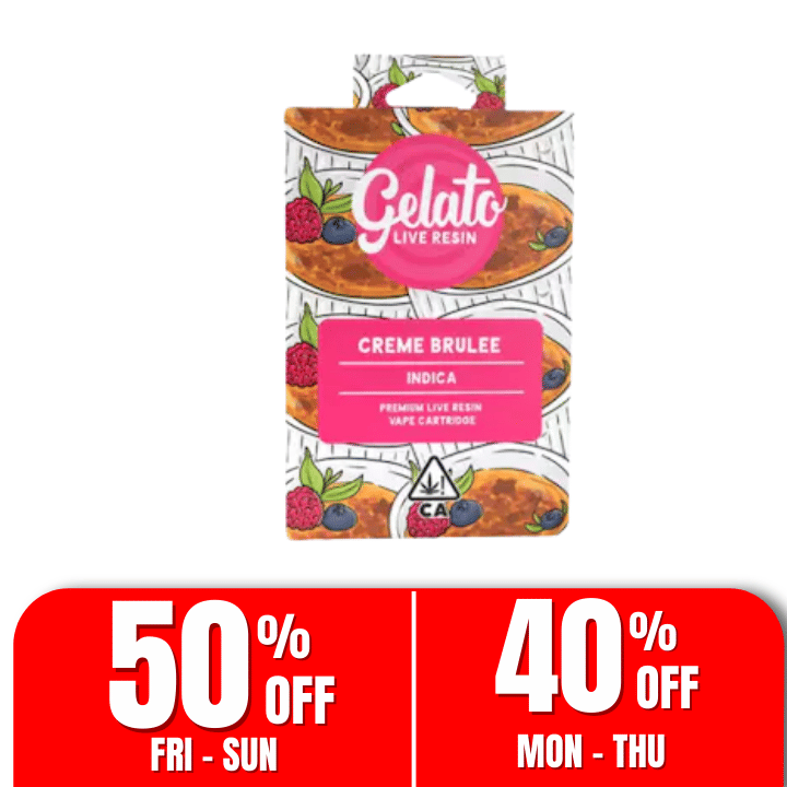 Gelato Live Resin Enhanced | 1g - Creme Brulee - Cartridge - Indica - Gelato -  - $27 - Vape Carts