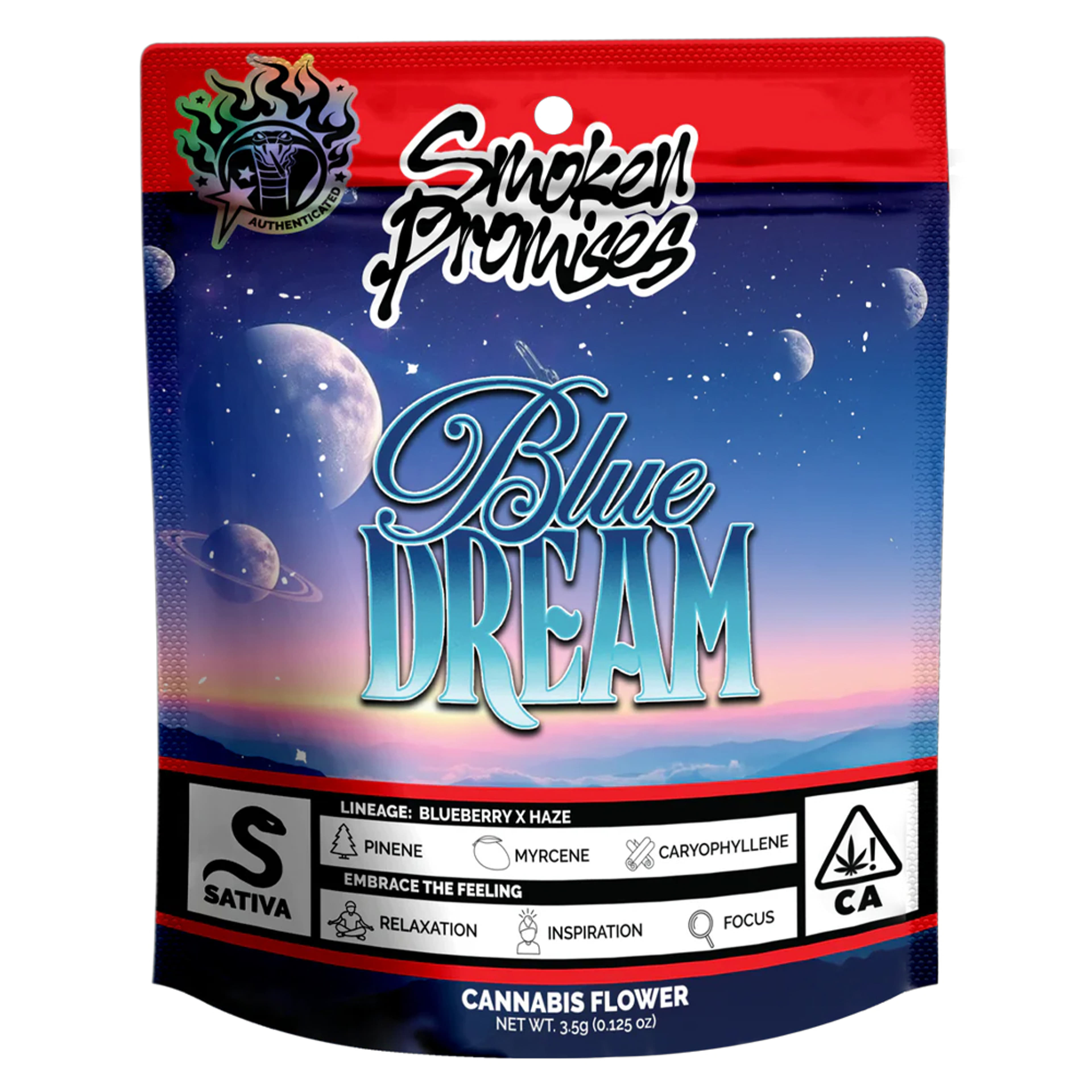 Blue Dream 32.14% - 3.5g - Smoken Promises - Eighth - $29.70 - Flowers