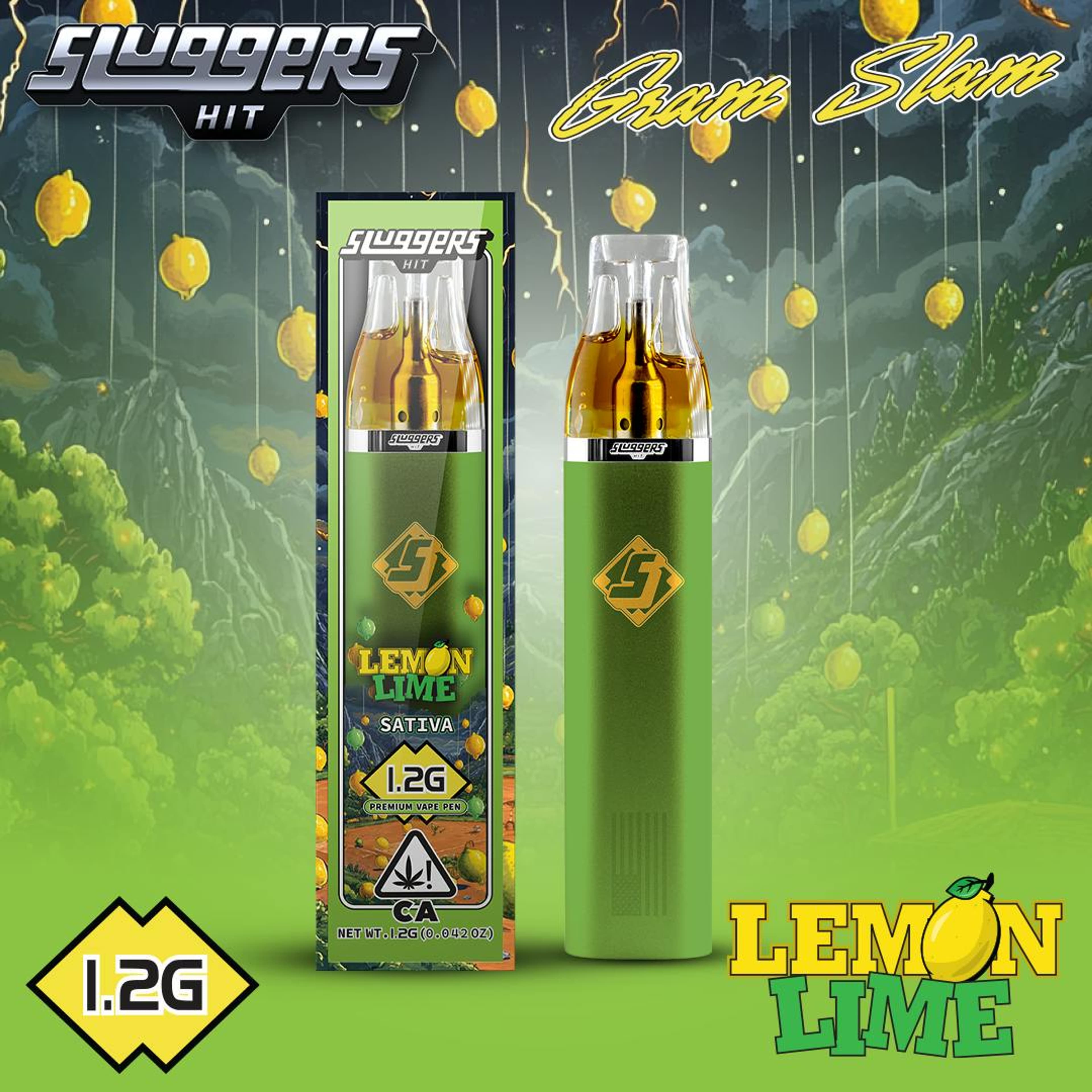 Sluggers - AIO Vape - 1.2g - Lemon Lime - Sluggers Hit - - $40 - Vape Pens