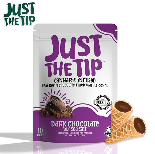 Just the Tip - Dark Chocolate Sea Salt - Live Resin Chocolate Filled Waffle Cone - 100mg - Just the Tip -  - $15.99 - Edibles