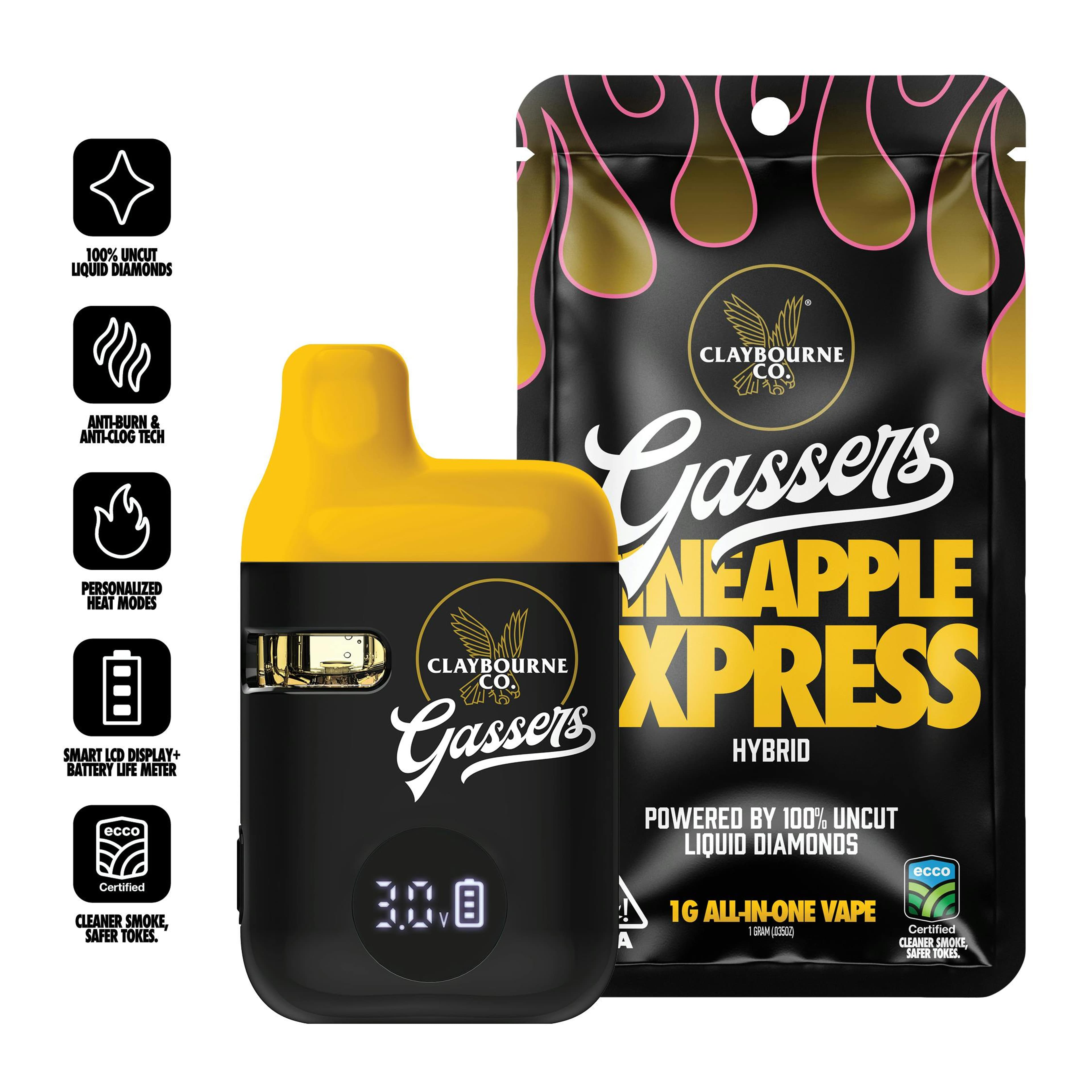 Gassers | Pineapple Express Liquid Diamonds All In One - 1g - Claybourne Co. - - $38 - Disposables