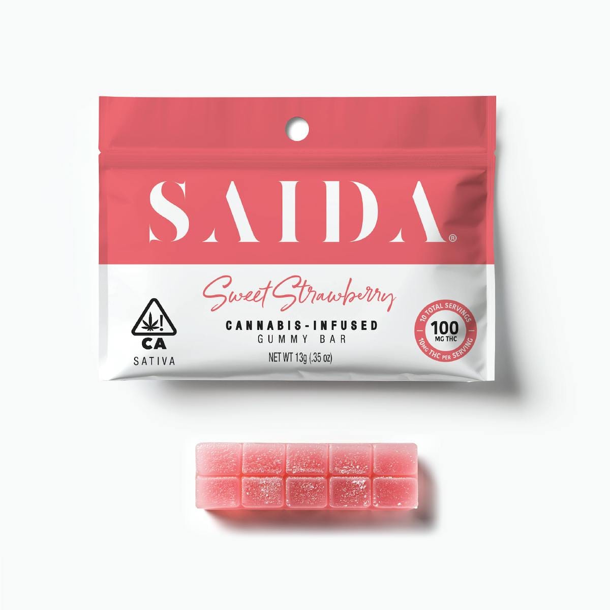 Saida Gummy Bar 100mg - Kiva Sales & Service - Sweet Strawberry / Sativa - $5.99 - Edibles