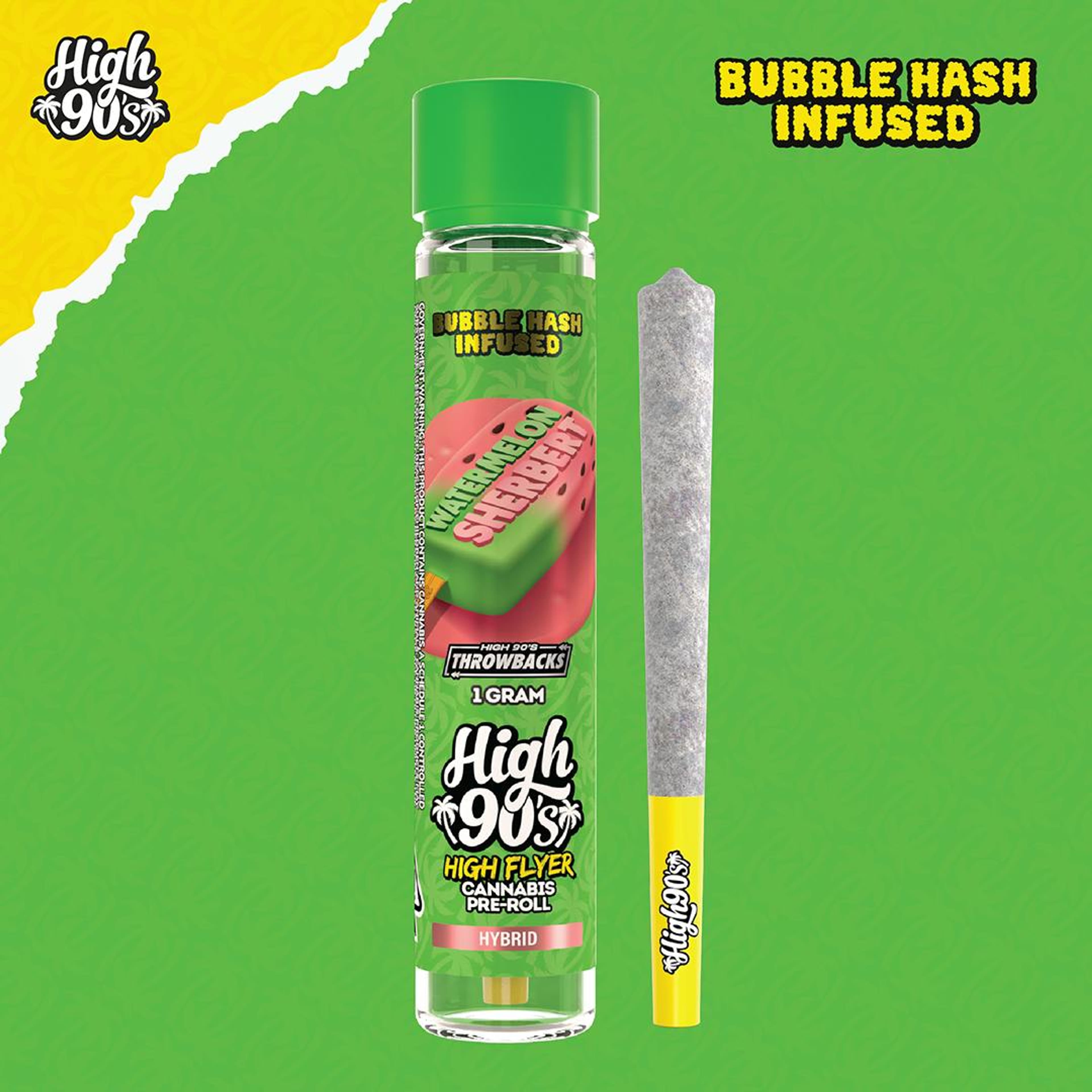 Watermelon Sherbert 1g High Flyer Bubble Hash Infused Pre-Roll - High 90s - - $12.50 - Flowers