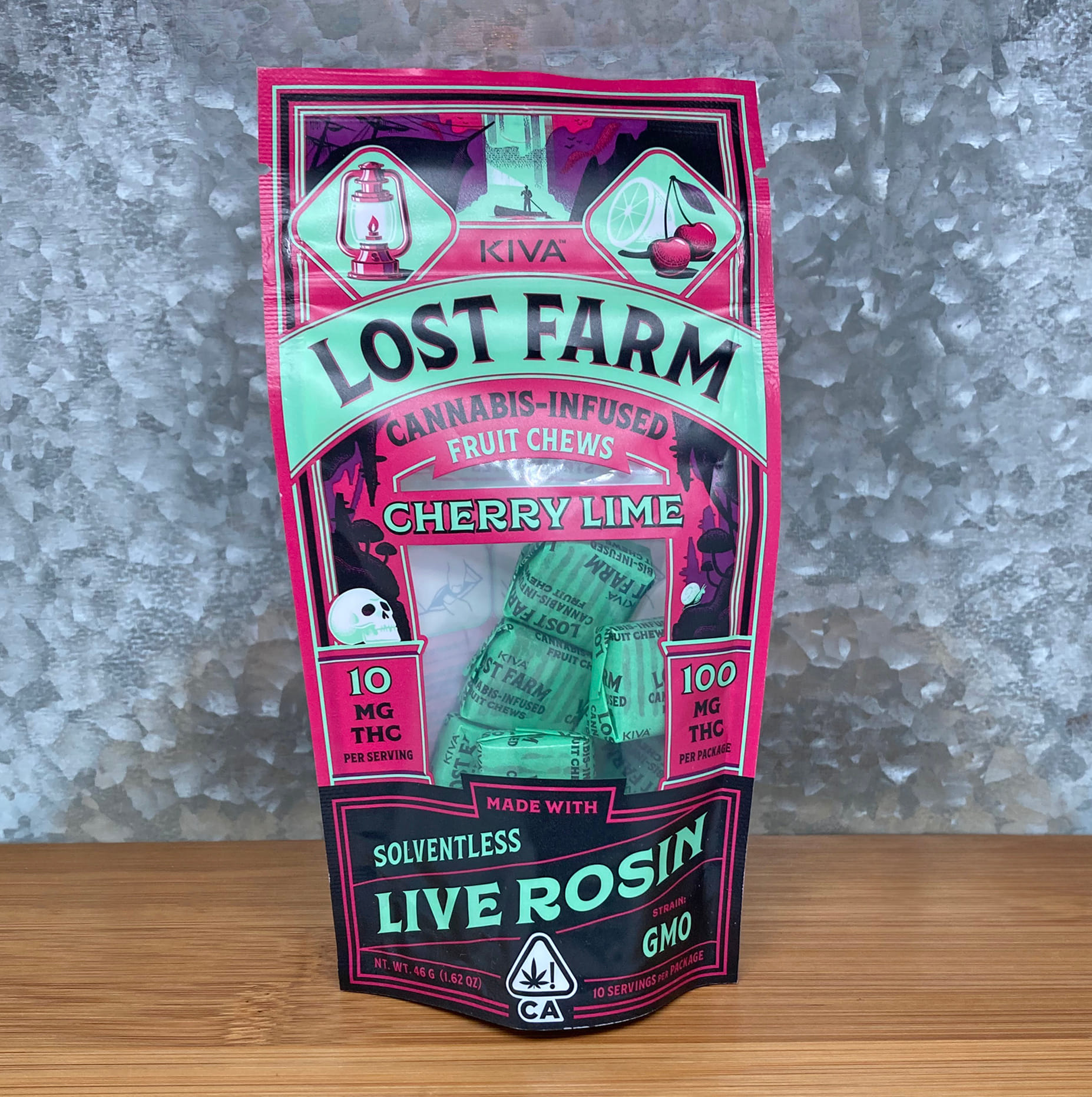 Cherry Lime GMO Lost Farm Rosin Chews 100mg - Kiva -  - $29 - Edible