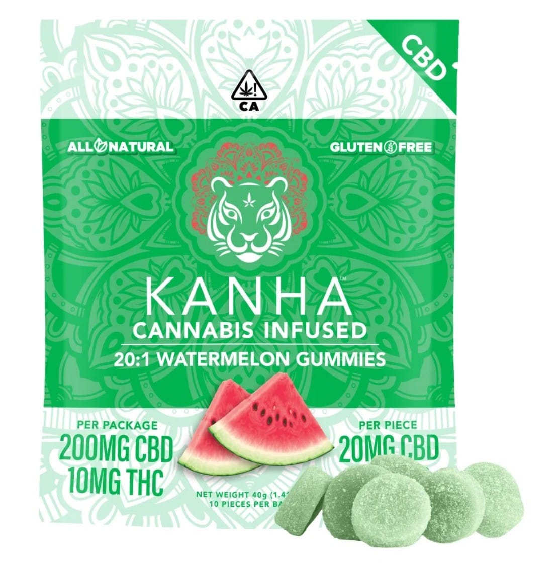 $27.77 Watermelon 20:1 CBD NANO Vegan Gummies - Kanha -  - $20 - Edibles