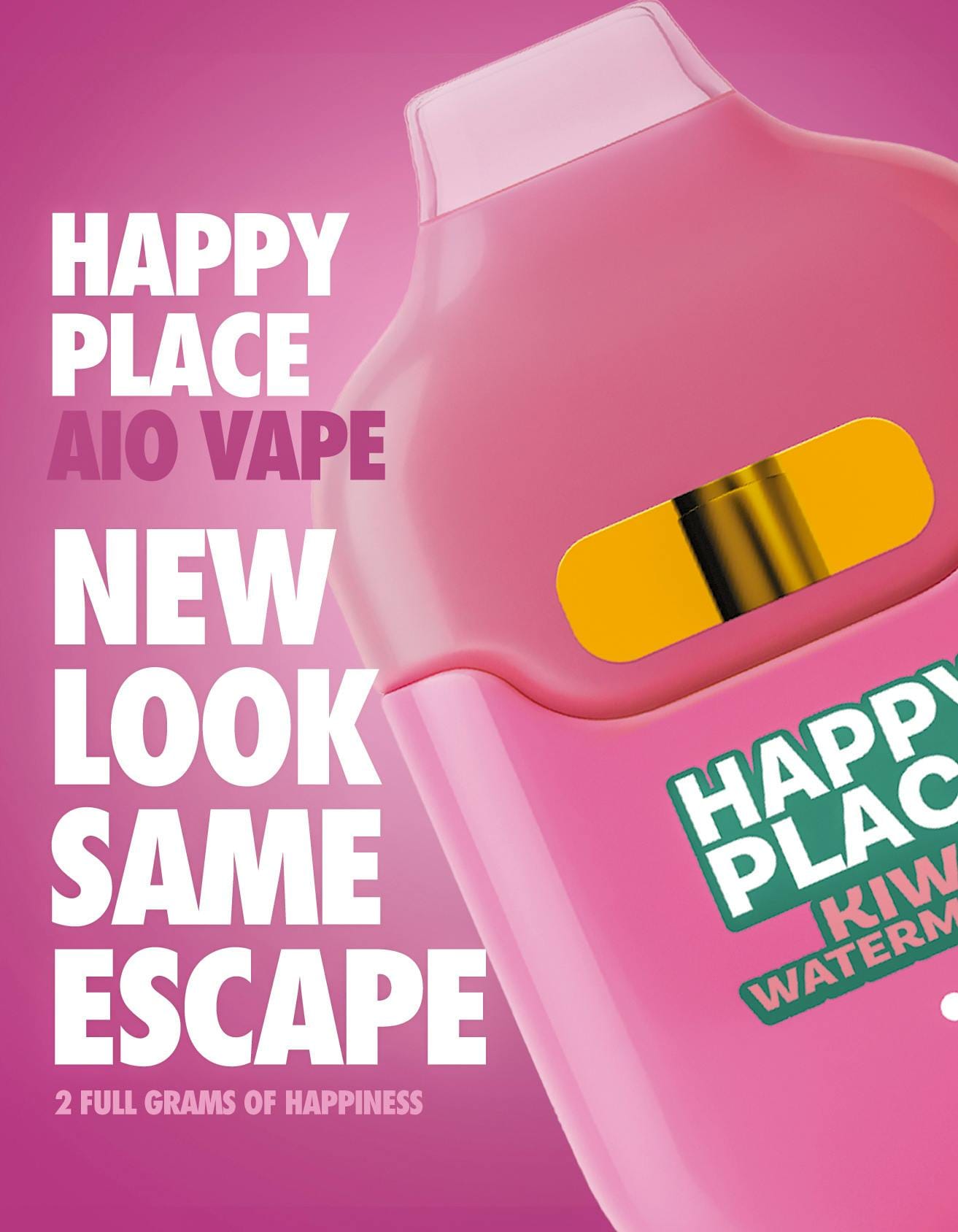 Kiwi Watermelon - Disposable - Happy Place - 2 Gram - $19.99 - Disposable Vape (All-In-One, Battery Built-In)