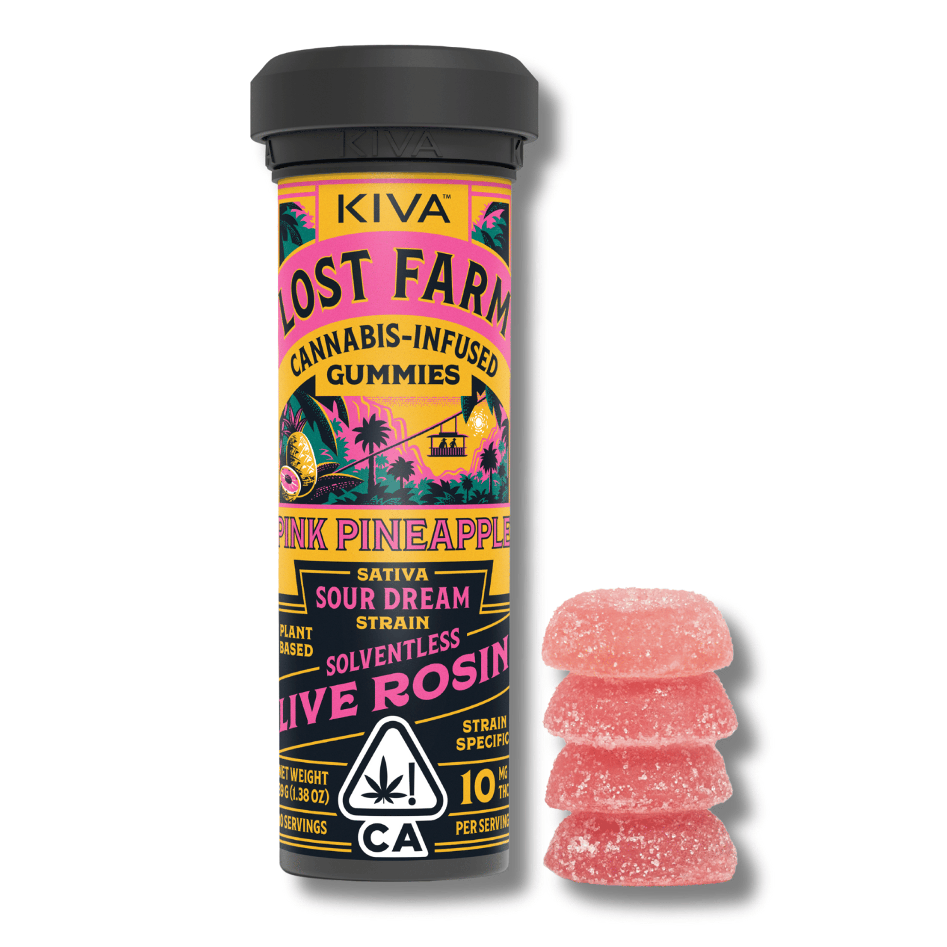 Pink Pineapple Sour Dream Rosin Gummies 100mg Lost Farm - Kiva - - $20.74 - Edible