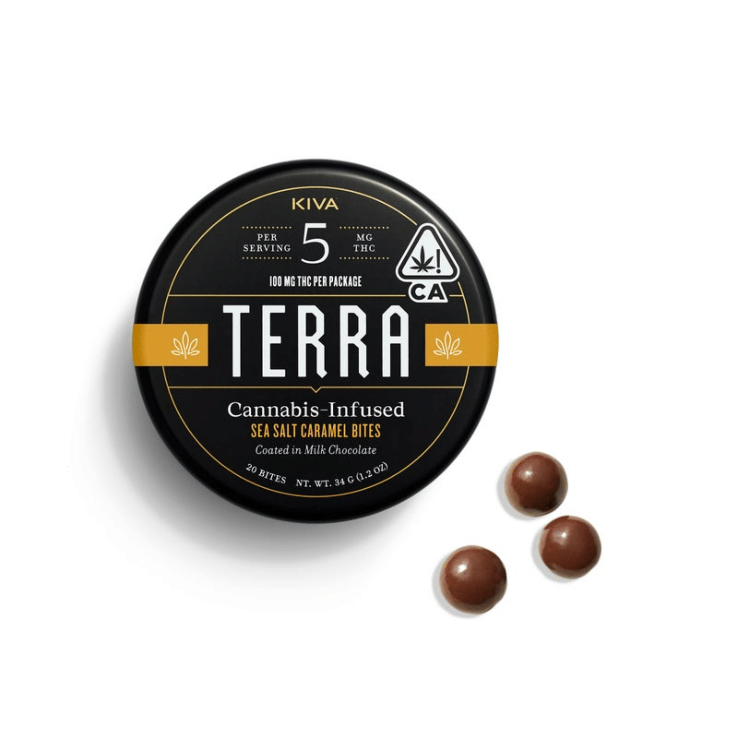 Terra Bites | Milk Chocolate Sea Salt Caramel - 100mg - Terra Bites by Kiva -  - $22.50 - Edibles