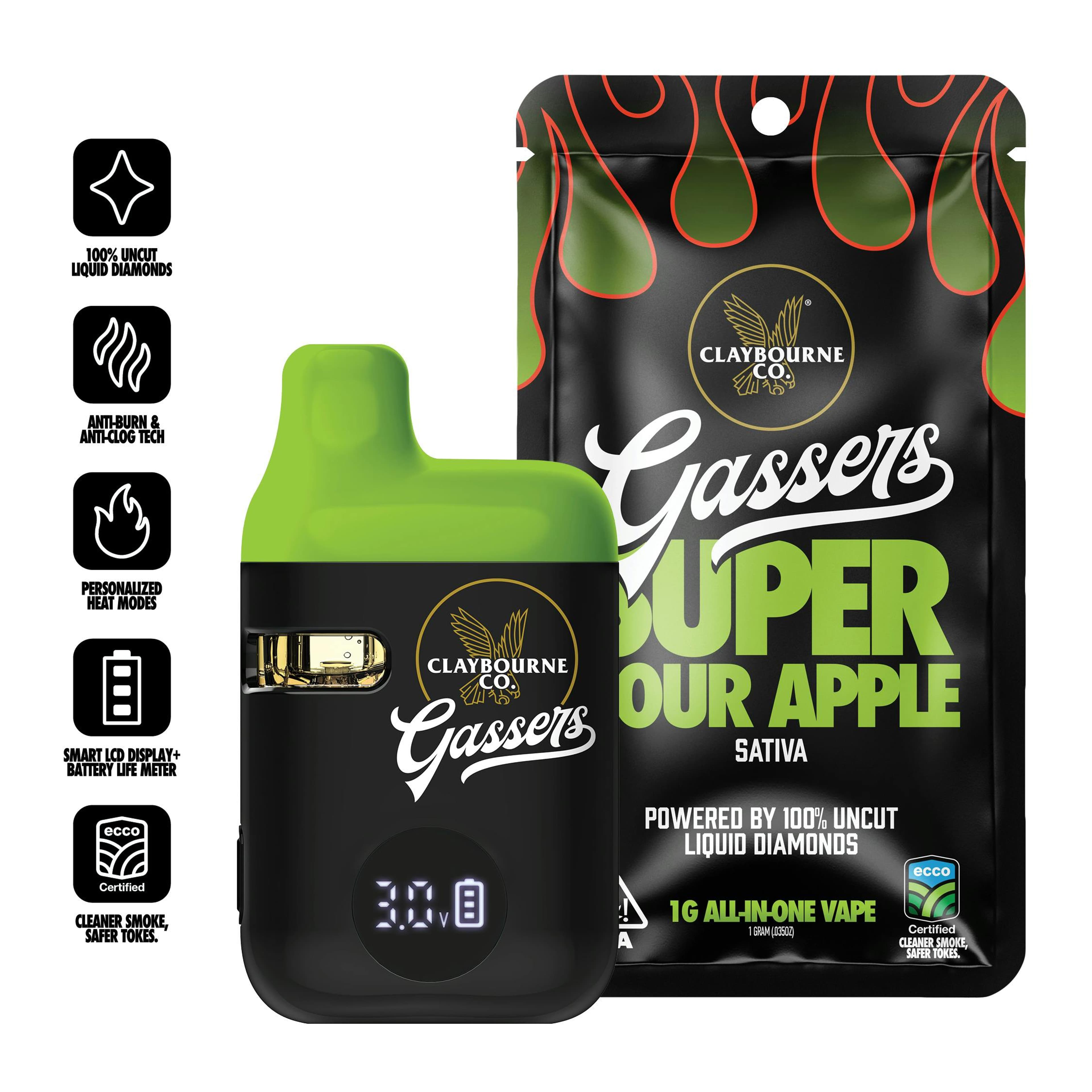 Super Sour Apple (1g) All-In-One Vape - CLAYBOURNE CO - - $30 - Vape