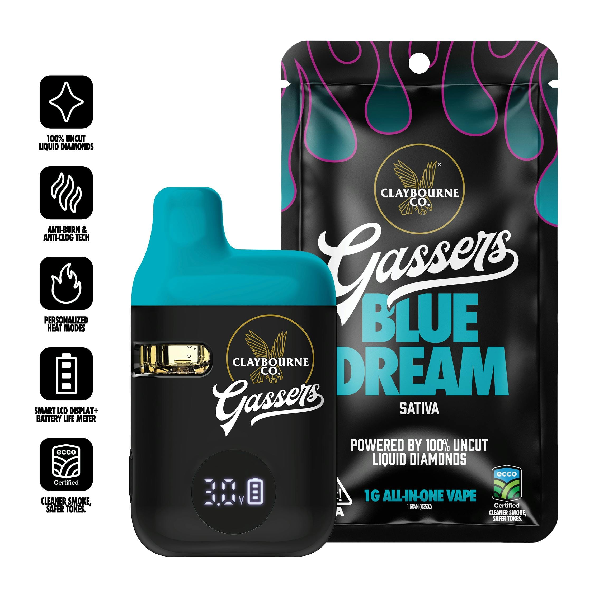 All In One - Blue Dream Gassers - Claybourne Co. -  - $35 - Disposable