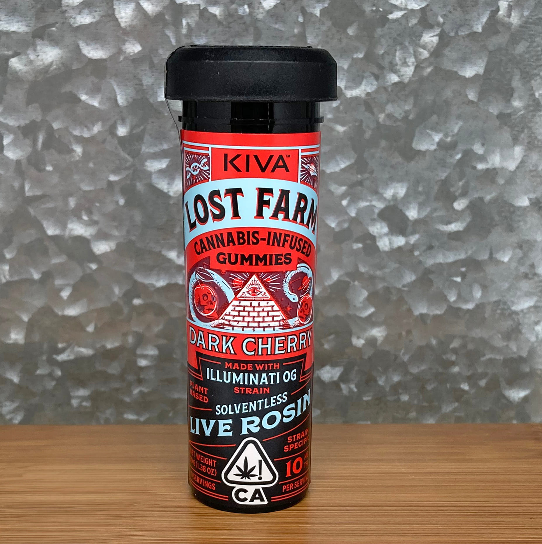 Dark Cherry Illuminati OG Lost Farm Live Rosin Gummies 100mg - Kiva -  - $29 - Edible