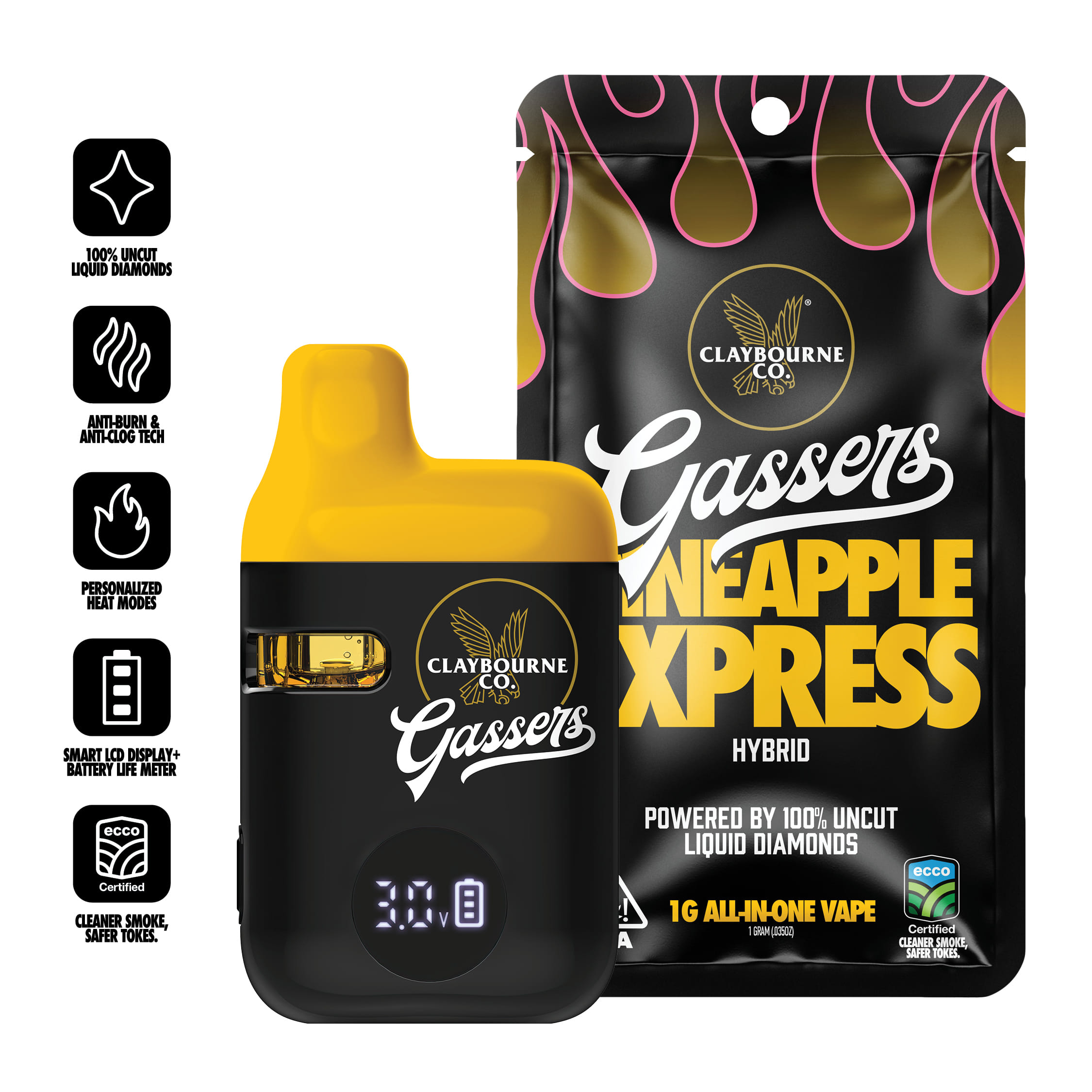 Gassers: Pineapple Express 1G Liquid Diamond Disposable - Claybourne -  - $24.75 - Cartridges