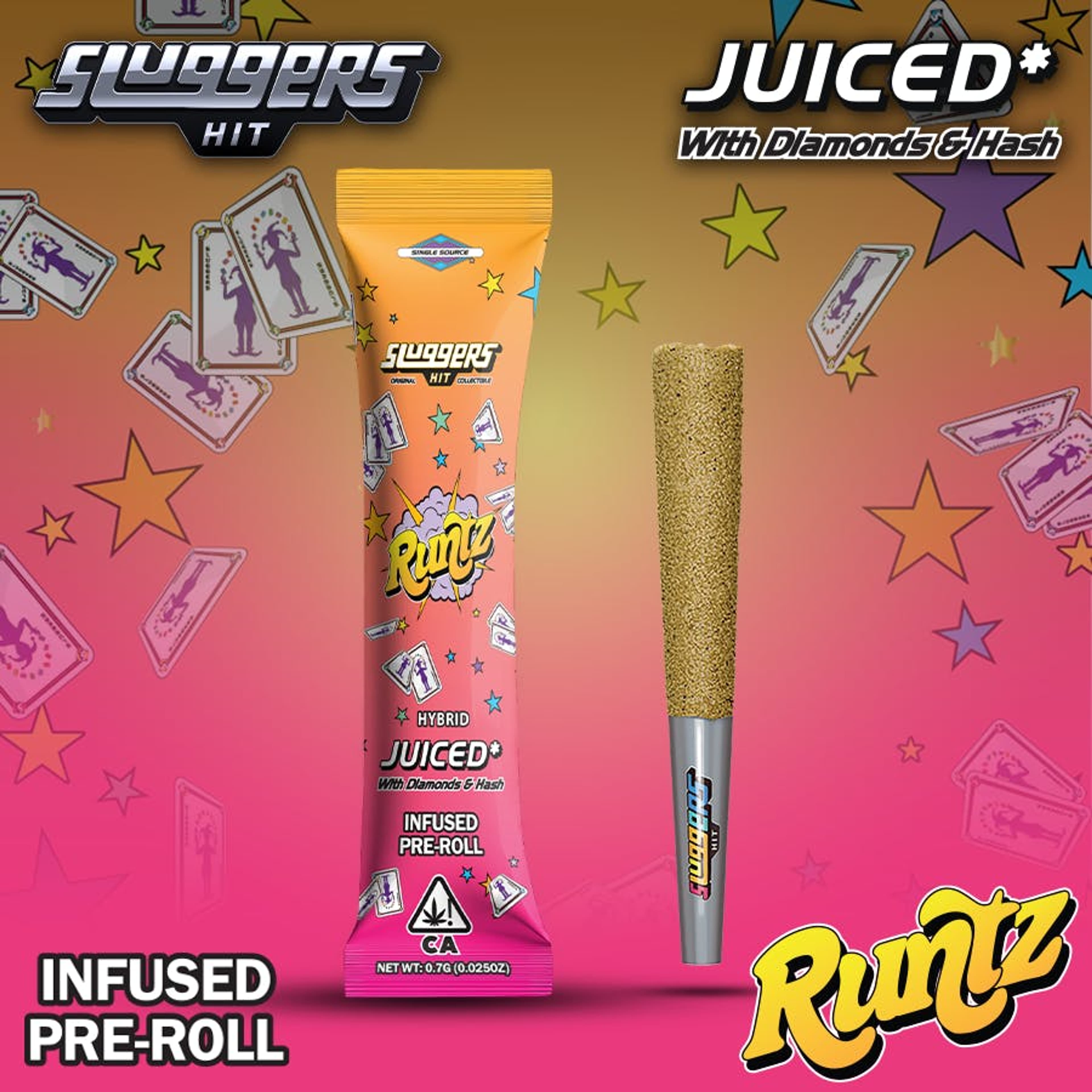 Sluggers: Runtz (H) Infused Pre Roll - .7g - Sluggers Hit - - $12 - Infused Pre-Rolls