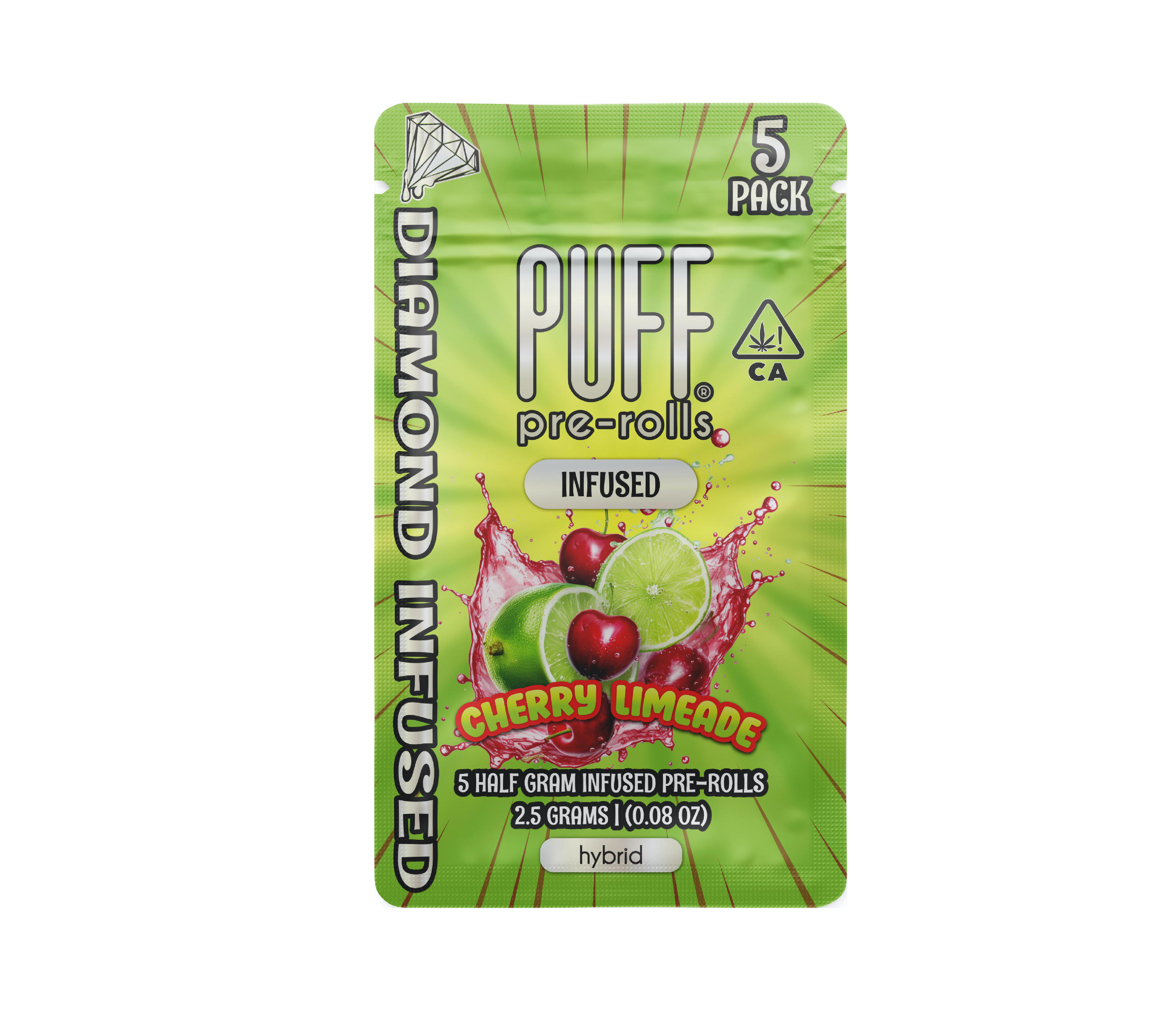 Cherry Limeade - 2.5g Diamond-Infused Pack (5pk) - Puff - Infused Preroll Pack Hybrid - $28 - Infused Preroll Pack