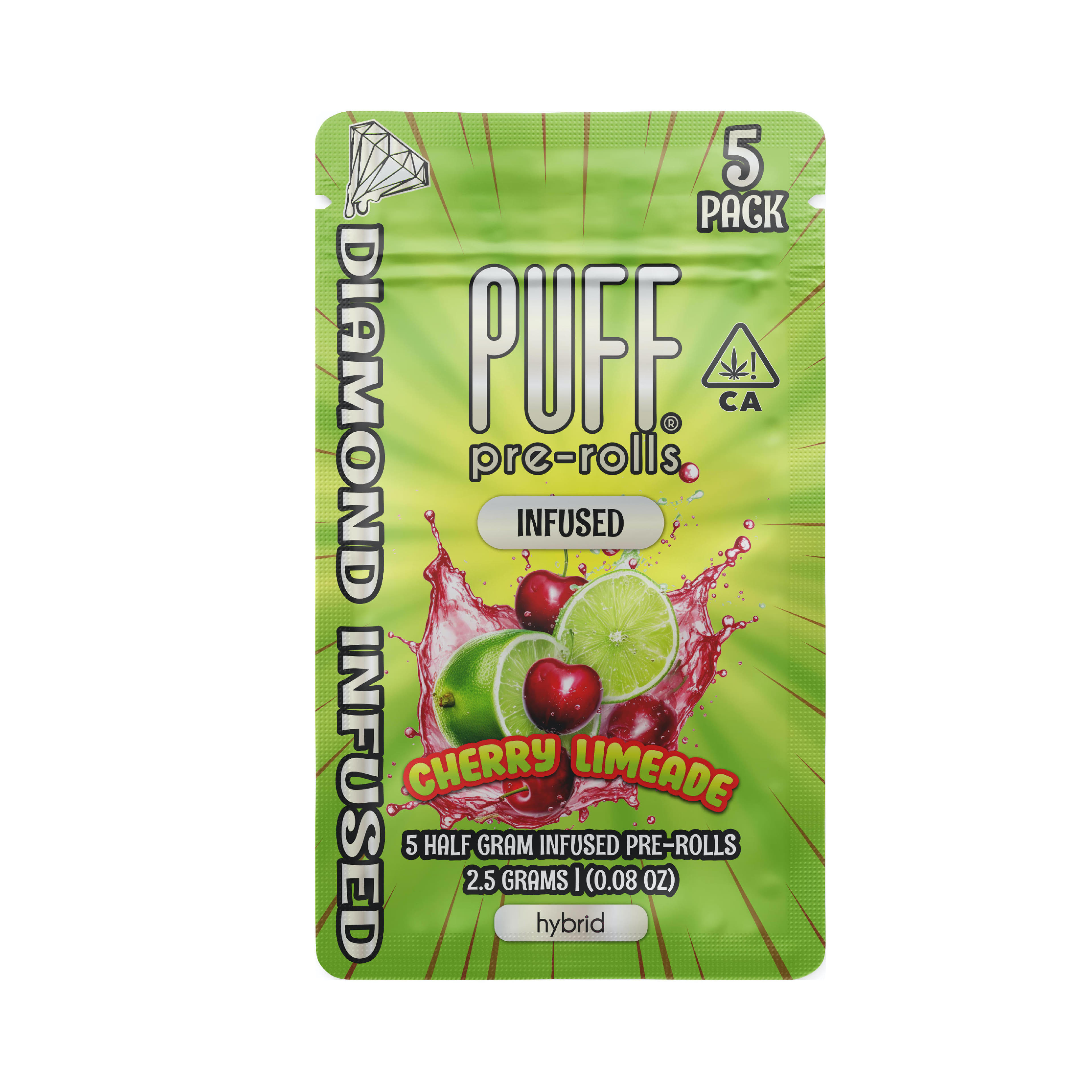 Cherry Limeade - 2.5g Diamond-Infused Pack (5pk) - Puff - Infused Preroll Pack Hybrid - $28 - Infused Preroll Pack