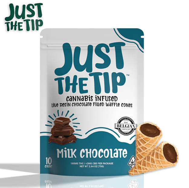 Just the Tip - Milk Chocolate - Live Resin Chocolate Filled Waffle Cone - 100mg - Just the Tip -  - $15.99 - Edibles