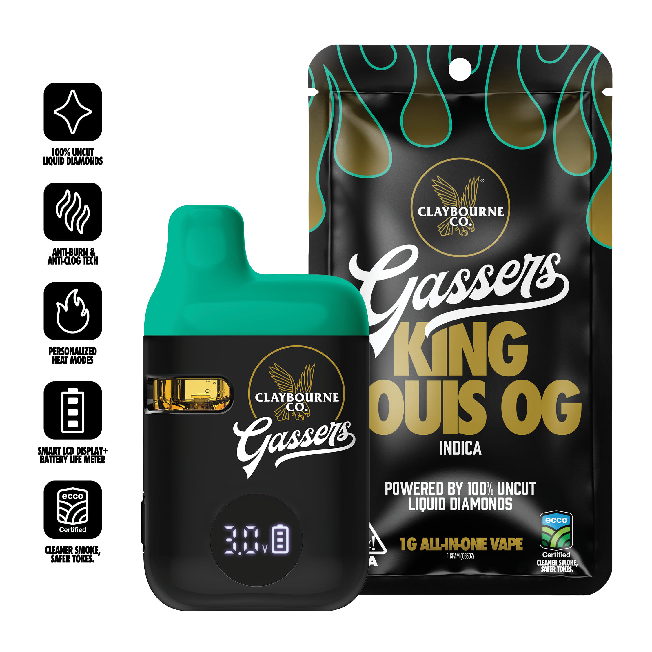 Gassers: King Louis OG 1G Liquid Diamond Disposable - Claybourne -  - $24.75 - Cartridges