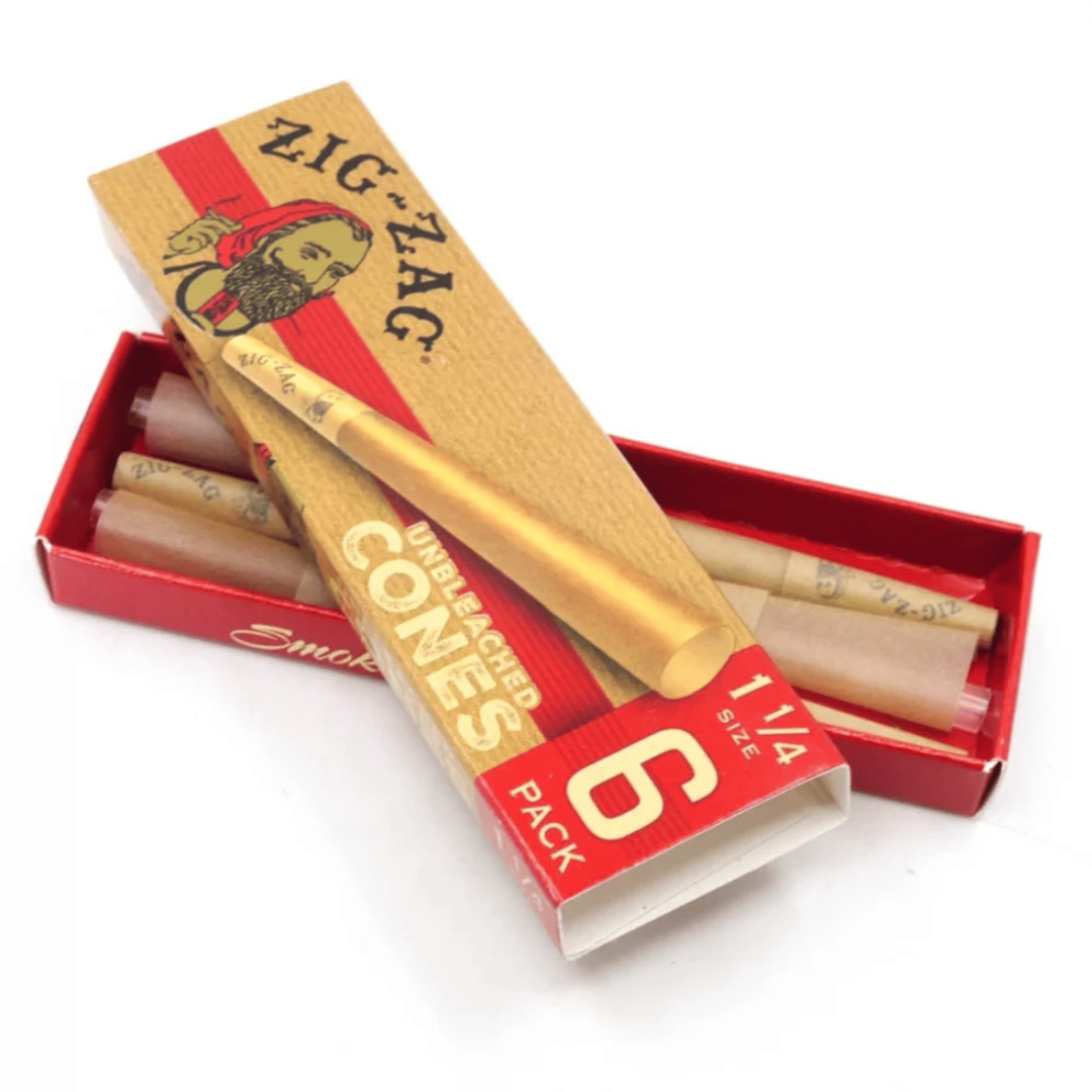 Zig-Zag® Unbleached Cones 6 Pack 1¼ Size 84mm - Zig Zag - - $3 - Paraphernalia