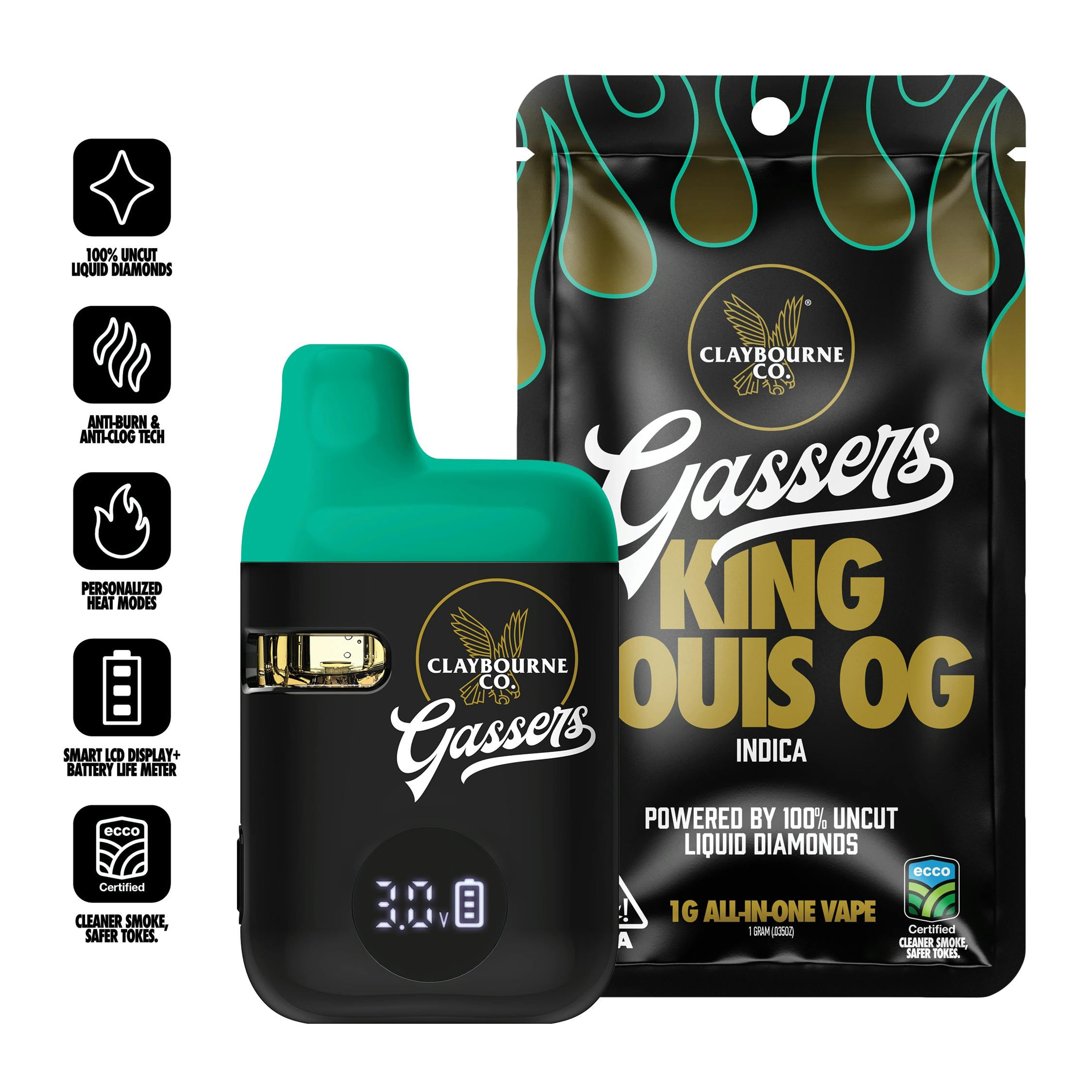 Gassers | King Louis OG Liquid Diamonds All In One - 1g - Claybourne Co. - - $38 - Disposables