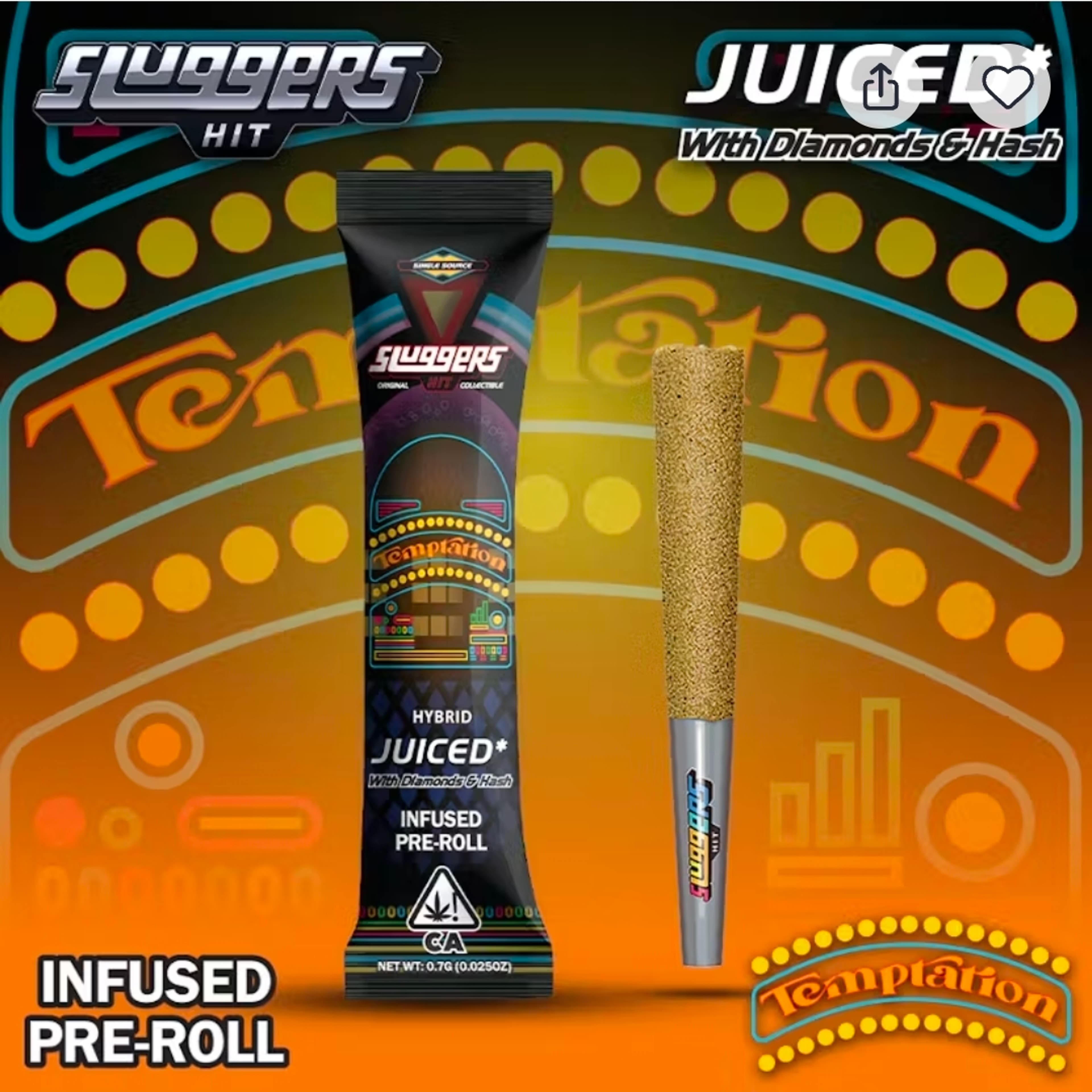 Sluggers - Infused Preroll diamond/hash infused - (1) 0.7g - Temptation - - $14.99 - Pre-Rolls