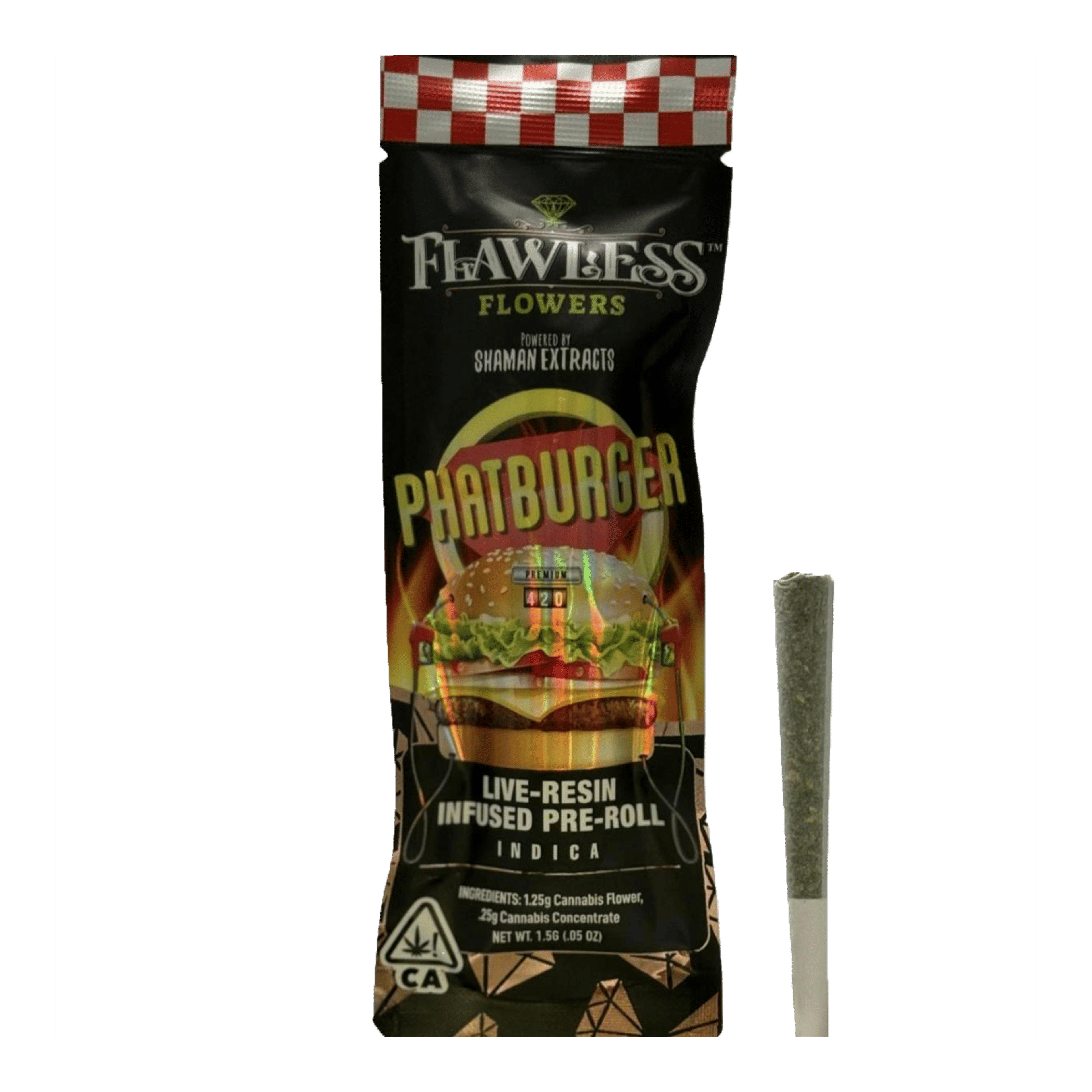 🍔 Phat Burger – Live Resin - Infused Pre-Roll - Flawless Cannabis Co - 1.5g (Single) - $12.99 - Infused Pre-Rolls