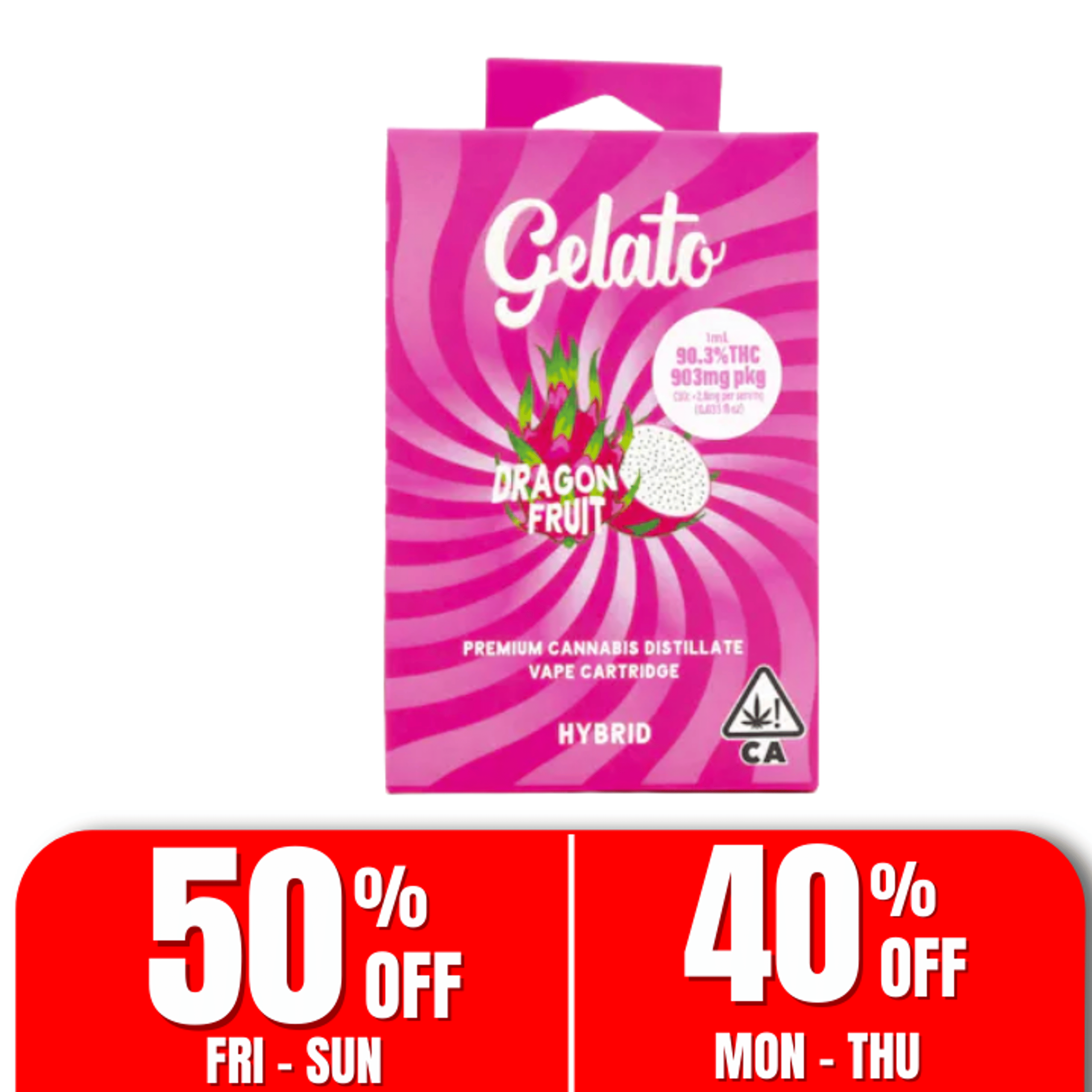 Gelato Flavor | 1g - Dragon Fruit - Cartridge - Hybrid - Gelato - - $27 - Vape Carts