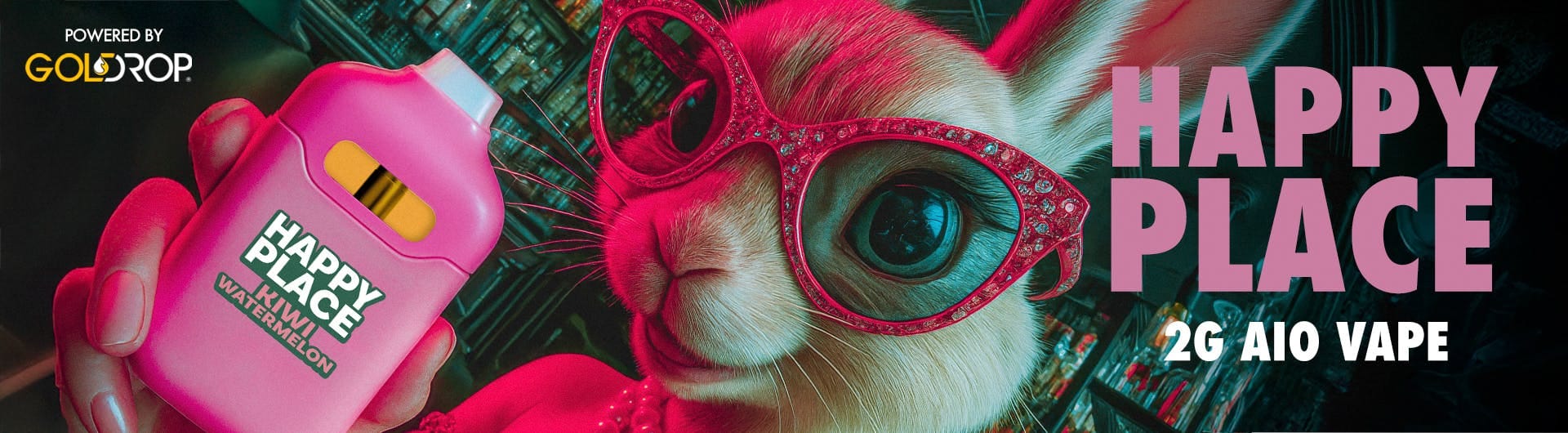 Kiwi Watermelon - Disposable - Happy Place - 2 Gram - $19.99 - Disposable Vape (All-In-One, Battery Built-In)