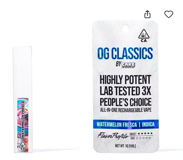 CAKE - OG Classic - 1 gram DISPOSABLE - Watermelon Fresca