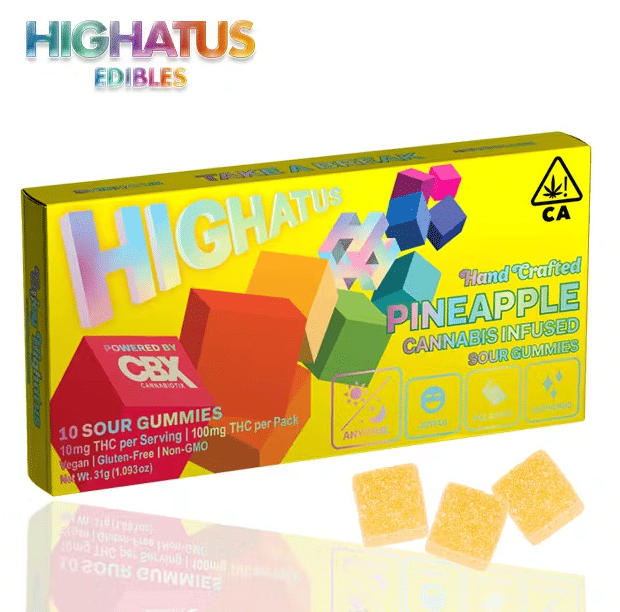 Highatus - Pineapple - Sour Gummies - 100mg - Highatus by CBX -  - $14.99 - Edibles