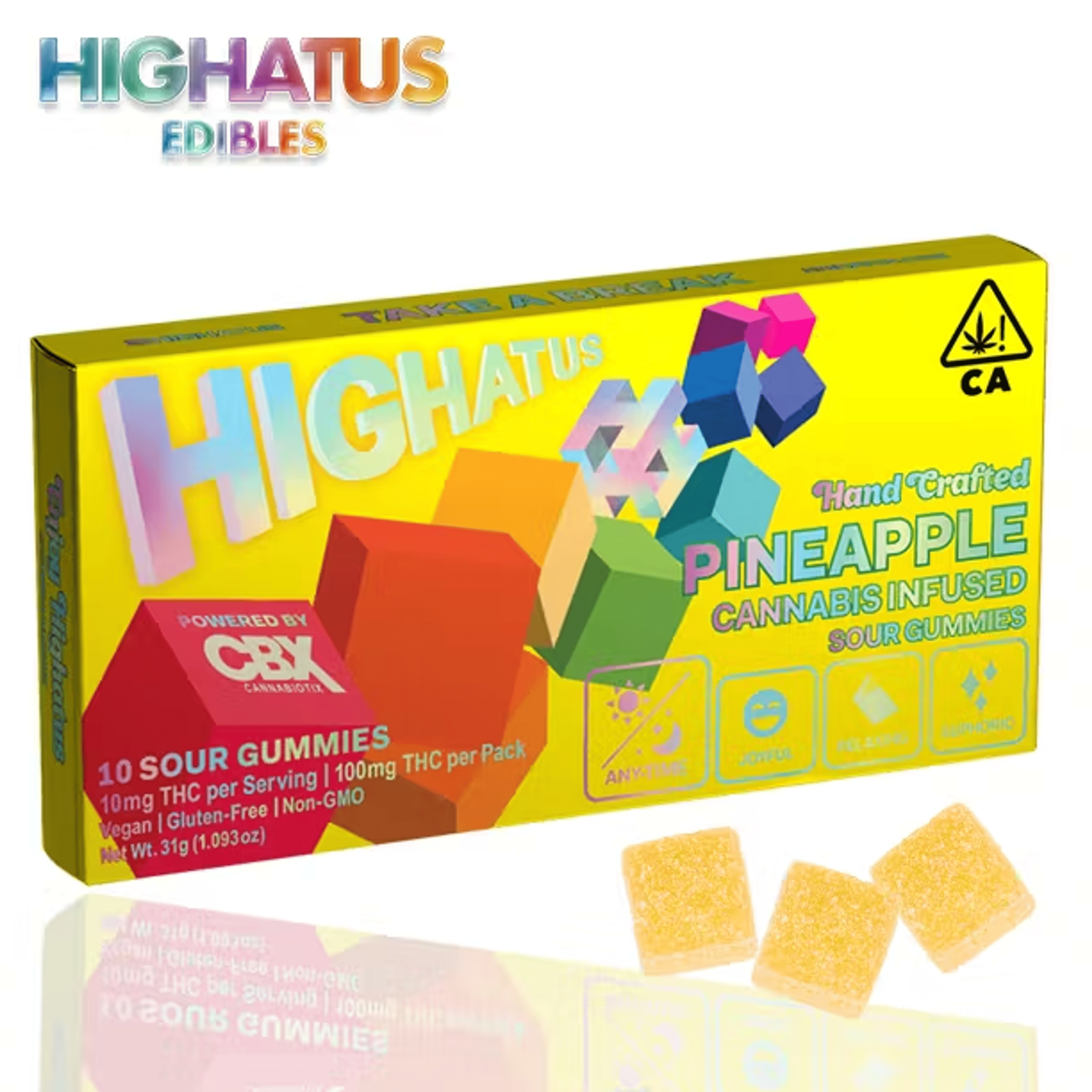 Highatus - Pineapple - Sour Gummies - 100mg - Highatus by CBX - - $14.99 - Edibles