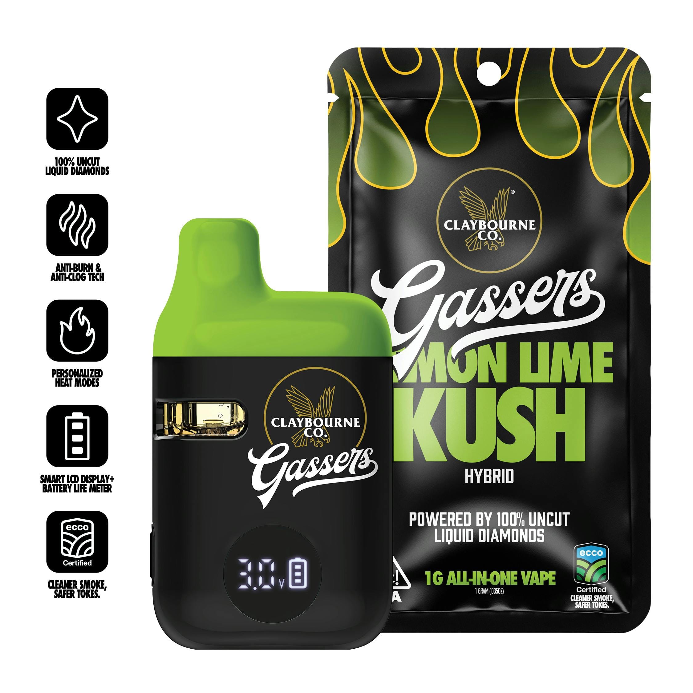 Lemon Lime Kush (1g) -All-In-One Vape - CLAYBOURNE CO -  - $30 - Vape