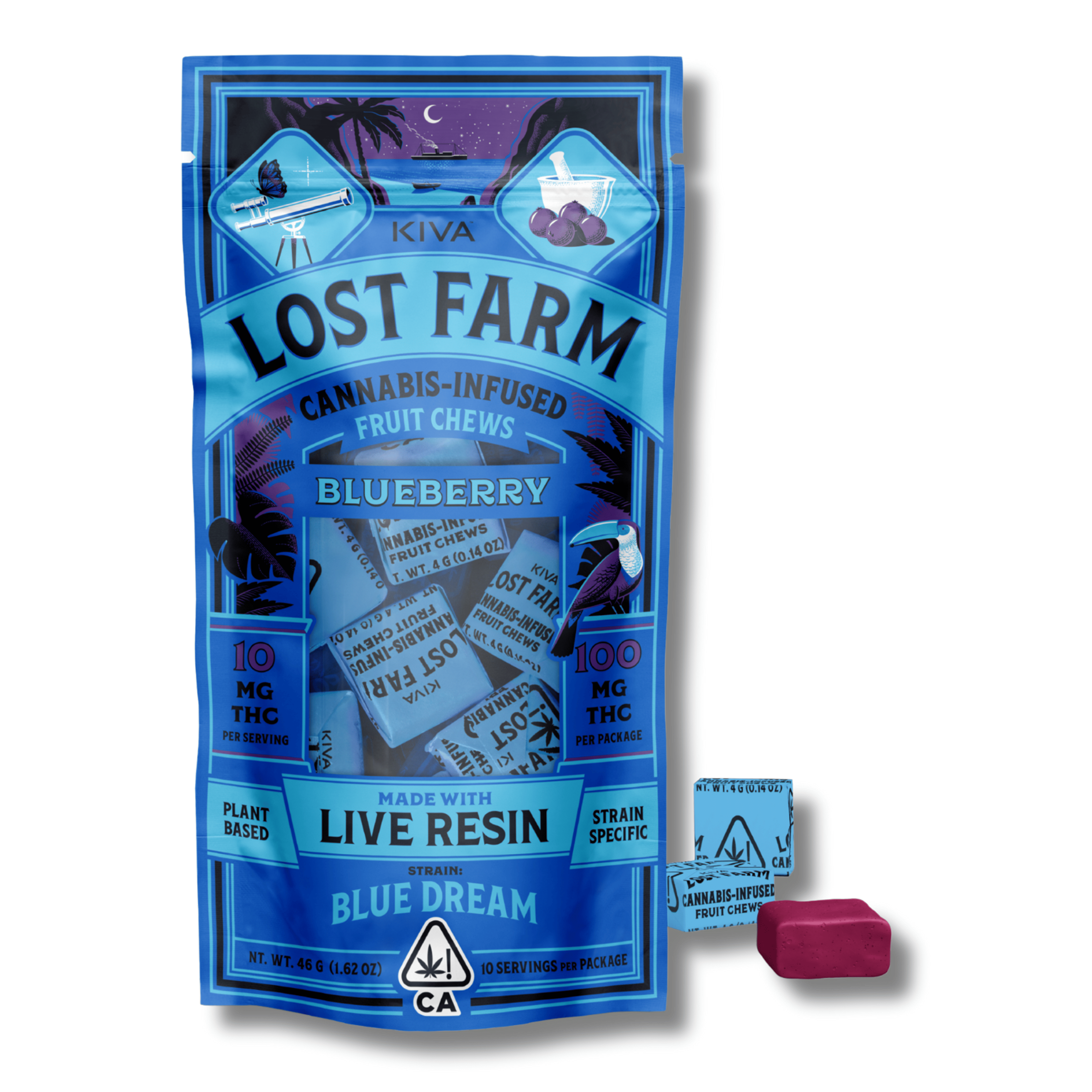 Blueberry Blue Dream Chews 100mg Lost Farm - Kiva - - $20.74 - Edible
