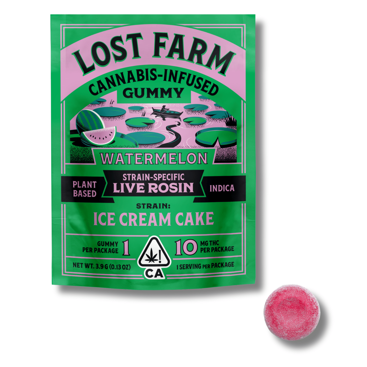 Single Watermelon Ice Cream Rosin Gummy 10mg Lost Farm - Kiva -  - $4 - Edible