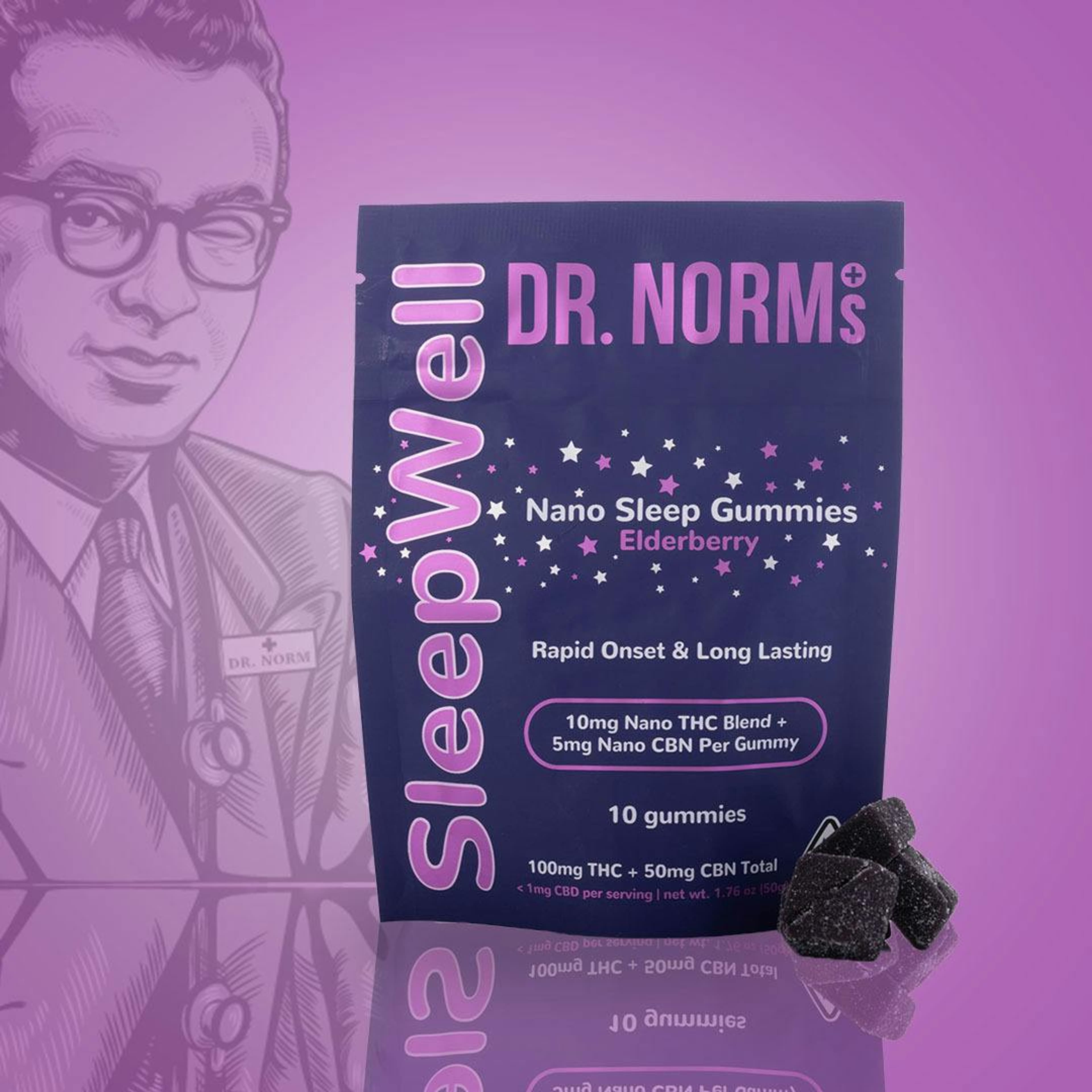 Sleepwell Elderberry CBN Gummies 100mg - Dr. Norms - - $15.50 - Edible
