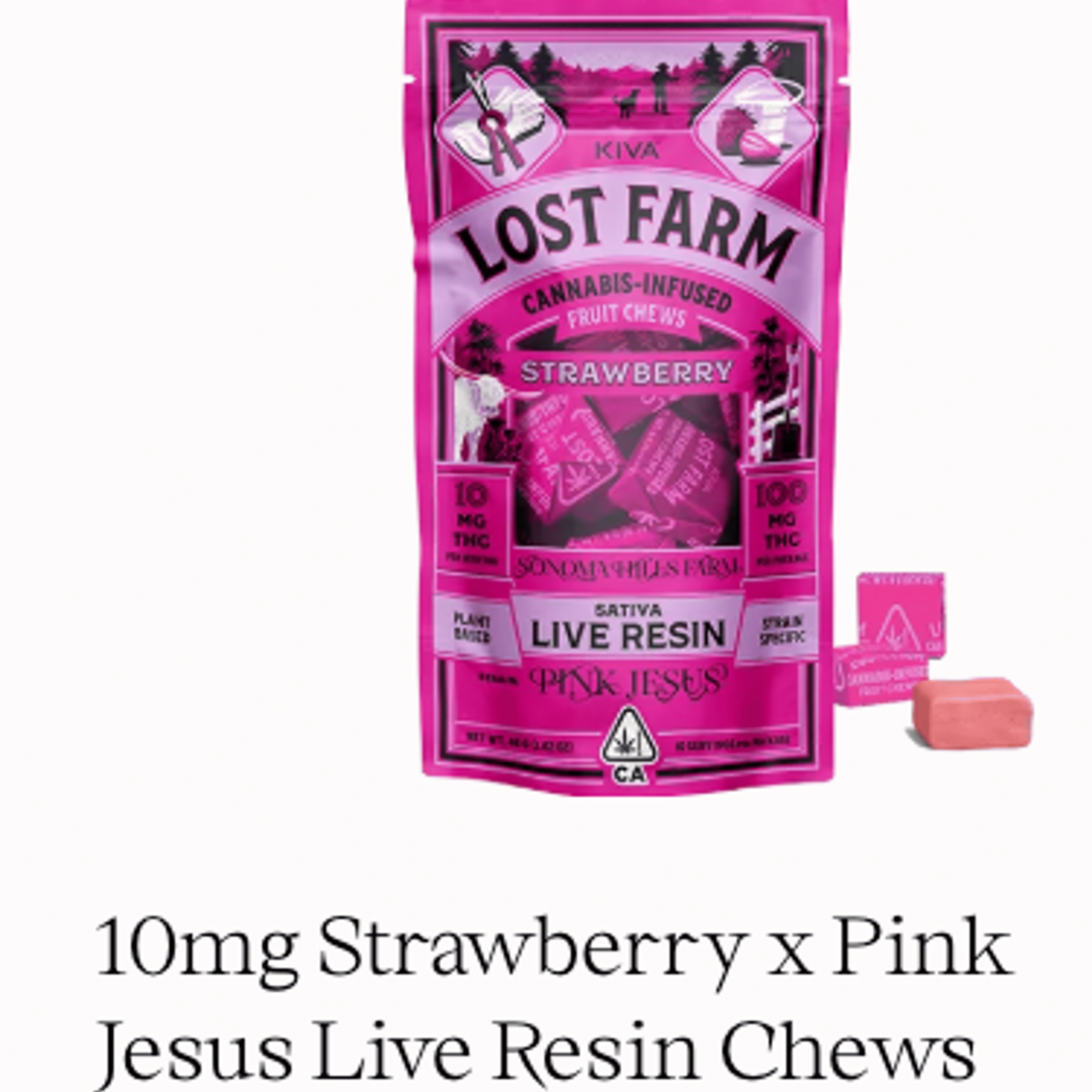 Lost Farm Fruit Chews - Kiva - Watermelon Gelato (H) - $27 - Edibles