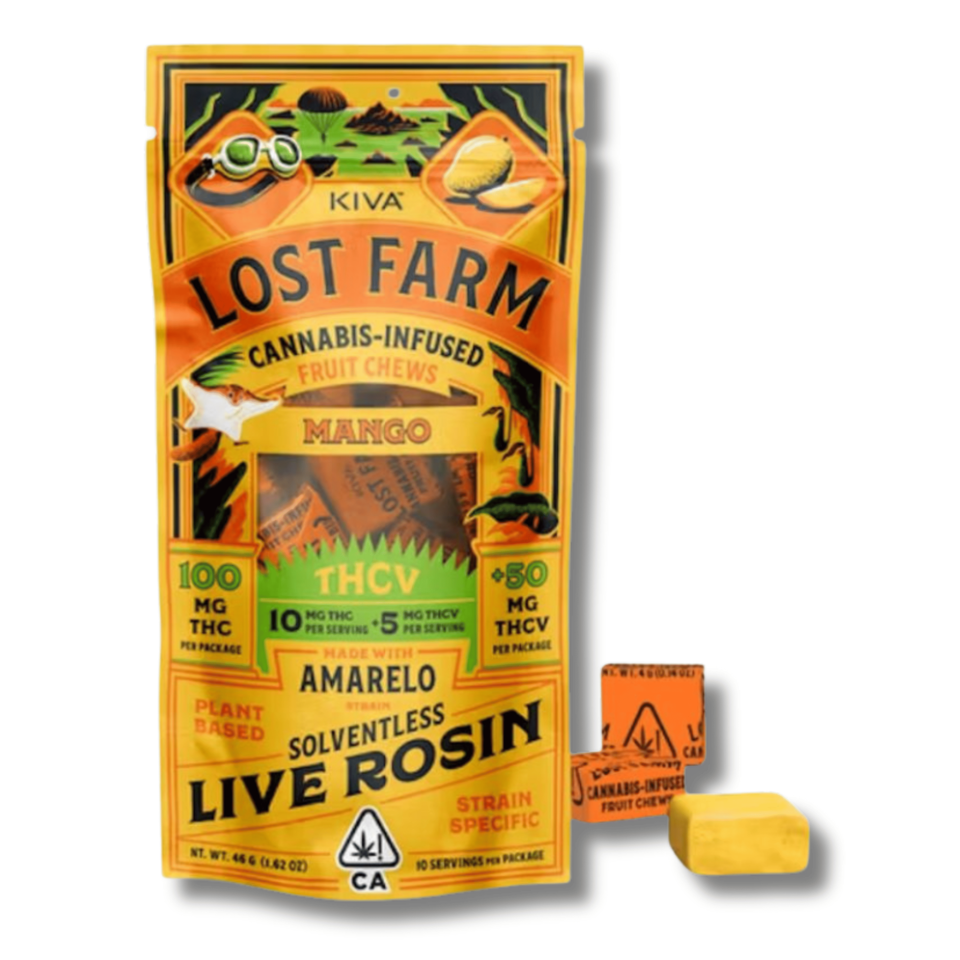 Mango Jack Herer 10:5 THCv Rosin Chews 100mg Lost Farm - Kiva - - $21.24 - Edible