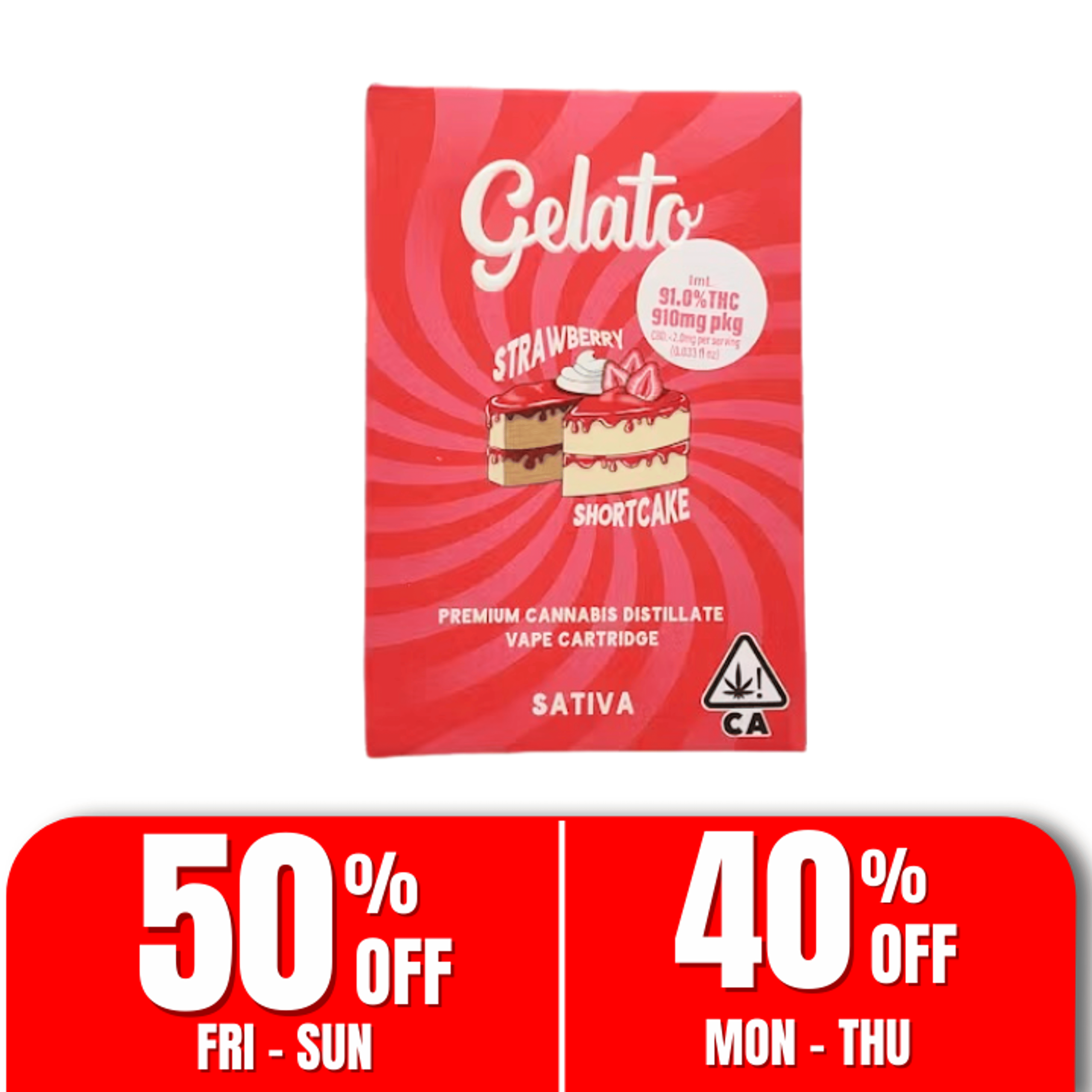 Gelato Flavor | 1g - Strawberry Shortcake - Cartridge - Sativa - Gelato - - $27 - Vape Carts
