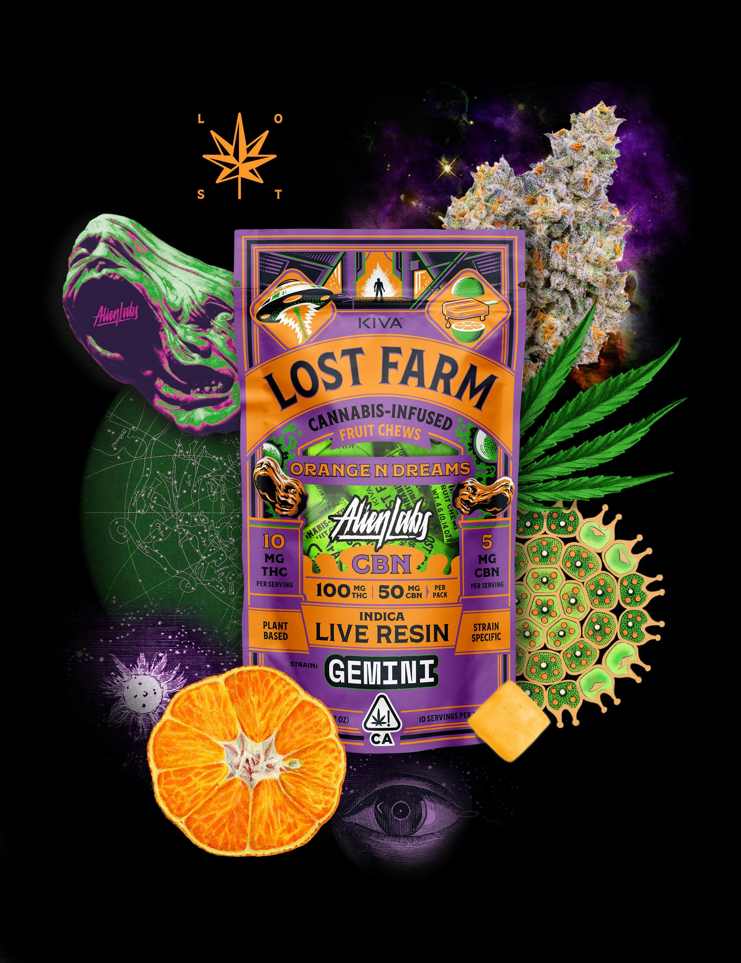 Lost Farm x Alien Labs Orange 'N Dreams x Gemini CBN Live Resin Chews - Kiva Confections - Lost Farm x Alien Labs Orange 'N Dreams x Gemini CBN Live Resin Chews - $30 - Edibles