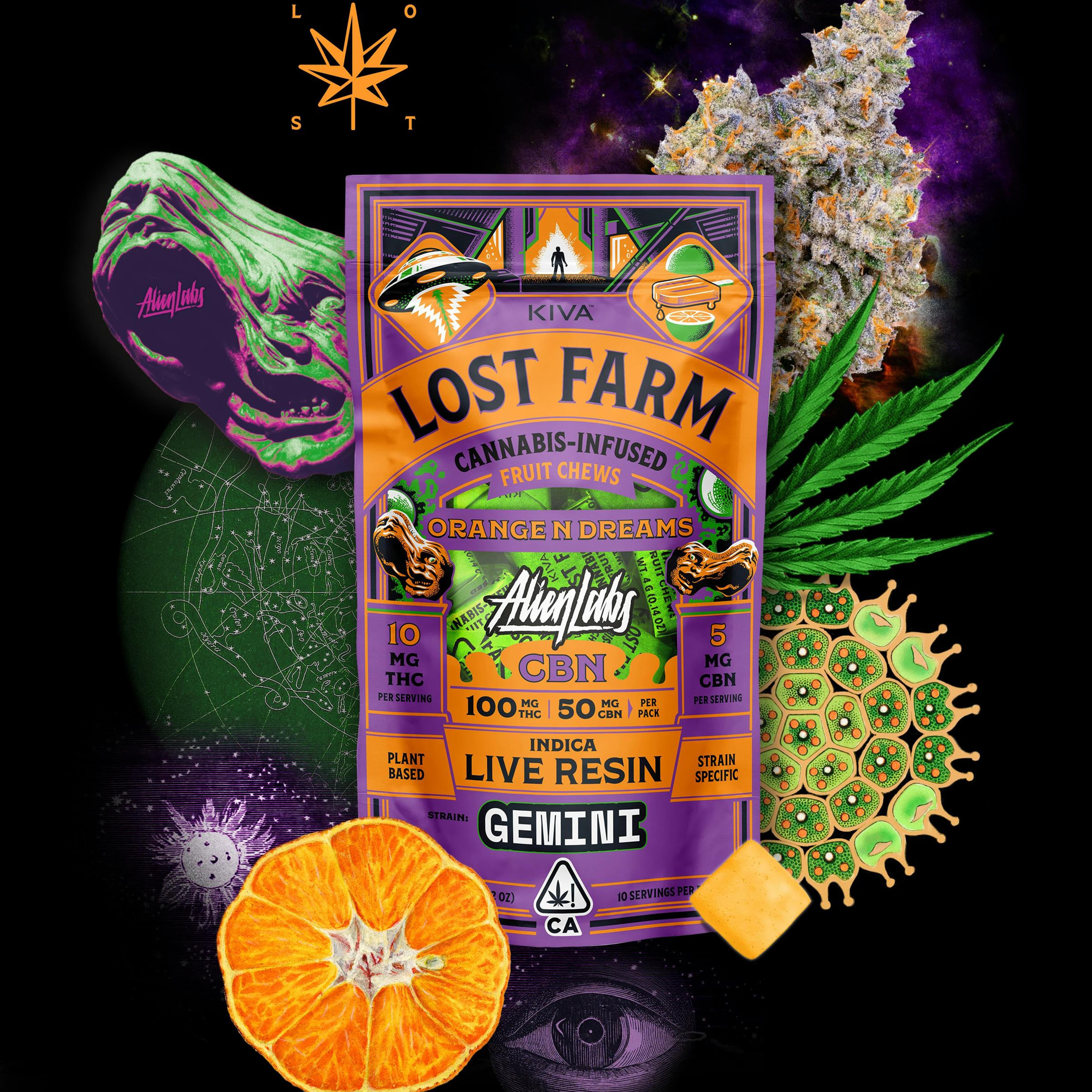 Lost Farm x Alien Labs Orange 'N Dreams x Gemini CBN Live Resin Chews - Kiva Confections - Lost Farm x Alien Labs Orange 'N Dreams x Gemini CBN Live Resin Chews - $30 - Edibles
