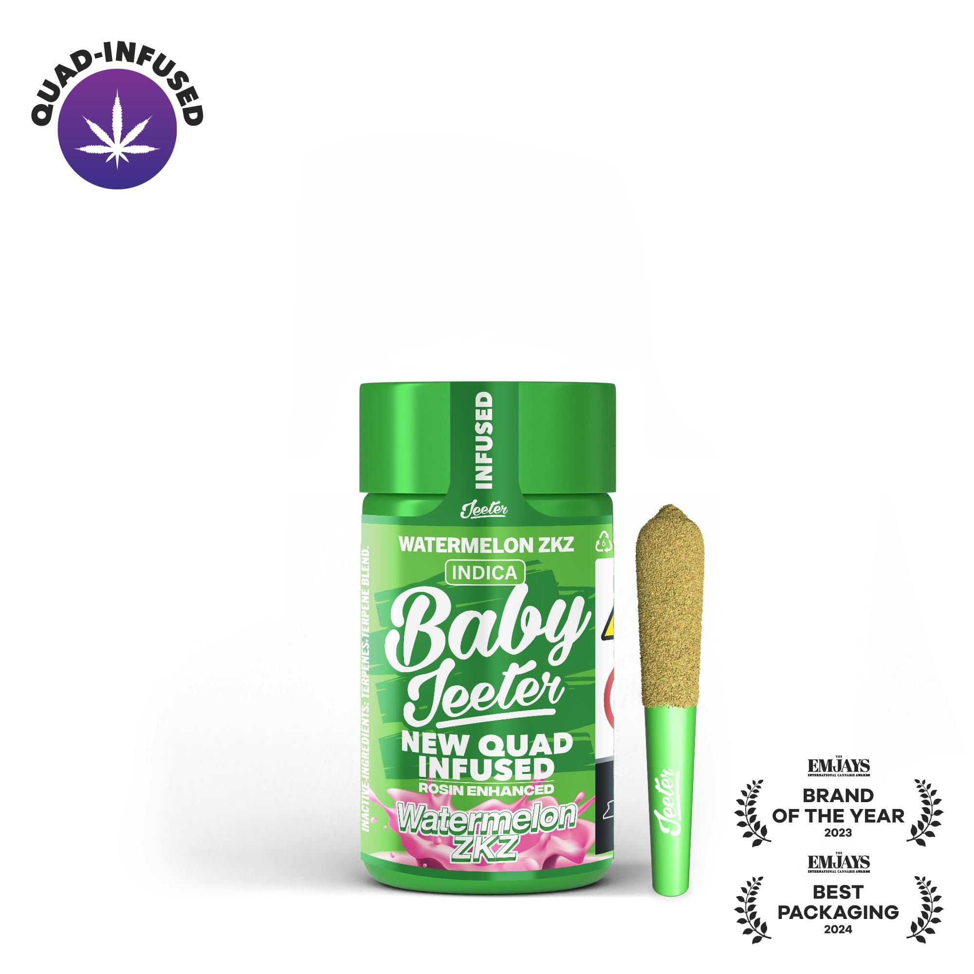 Watermelon Zkittlez Quad Infused Baby Jeeter  0.5g x 5 - Jeeter -  - $19.45 - Pre-Rolls