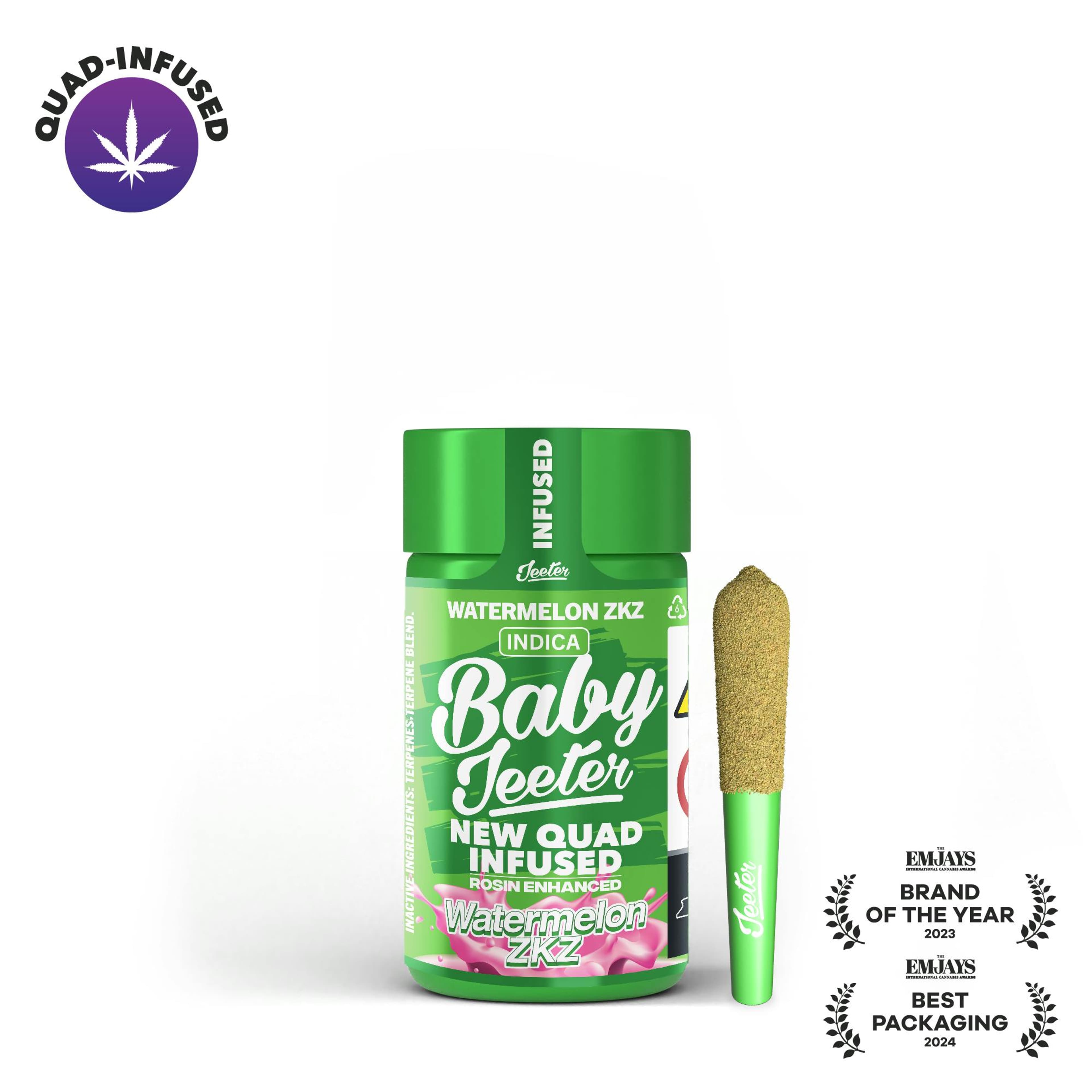 Watermelon Zkittlez Quad Infused Baby Jeeter 0.5g x 5 - Jeeter - - $19.45 - Pre-Rolls