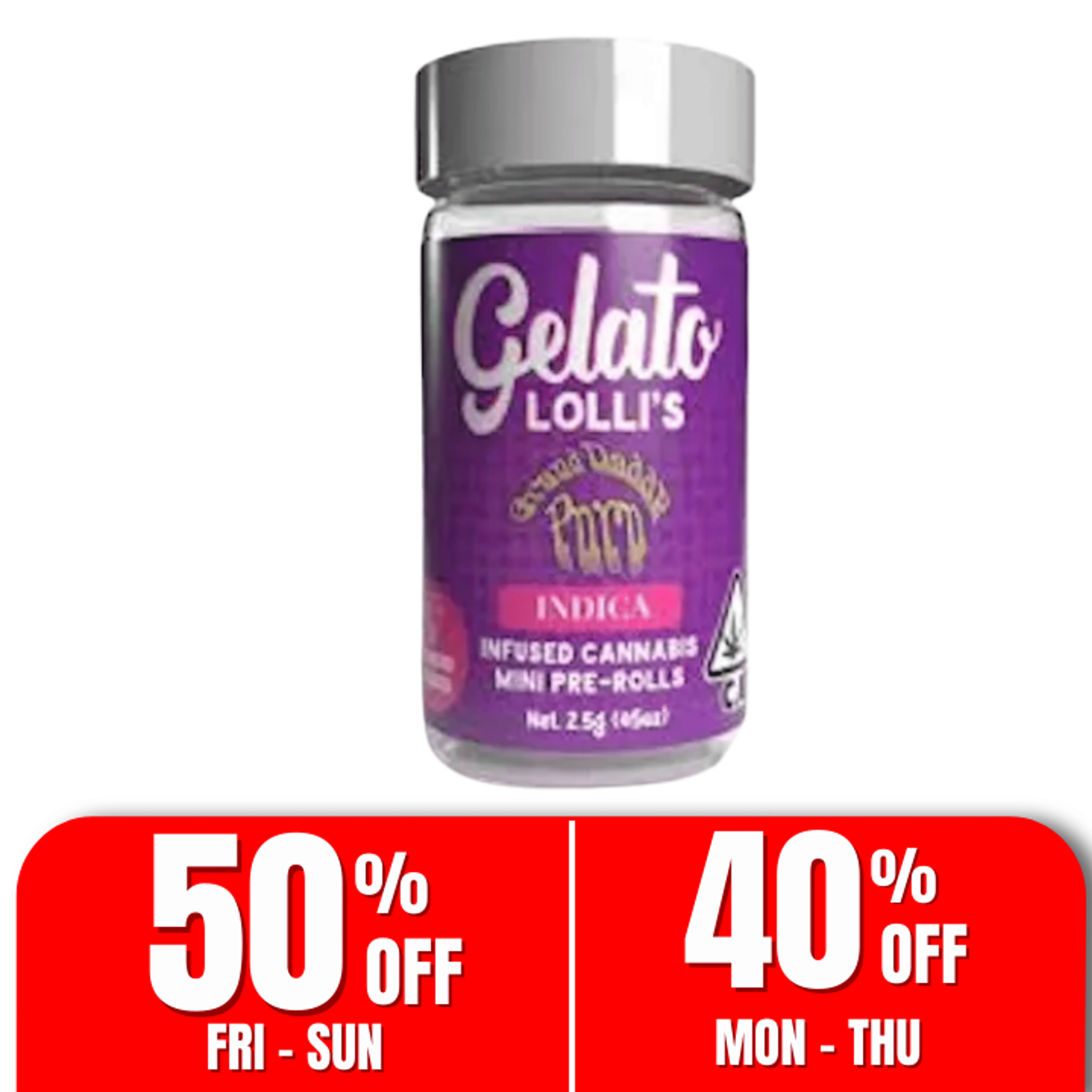 Gelato Lolli's | .6gx5pk - Grand Daddy Purp - Infused Pre-Rolls - Indica - Gelato - - $33.50 - Pre-Rolls