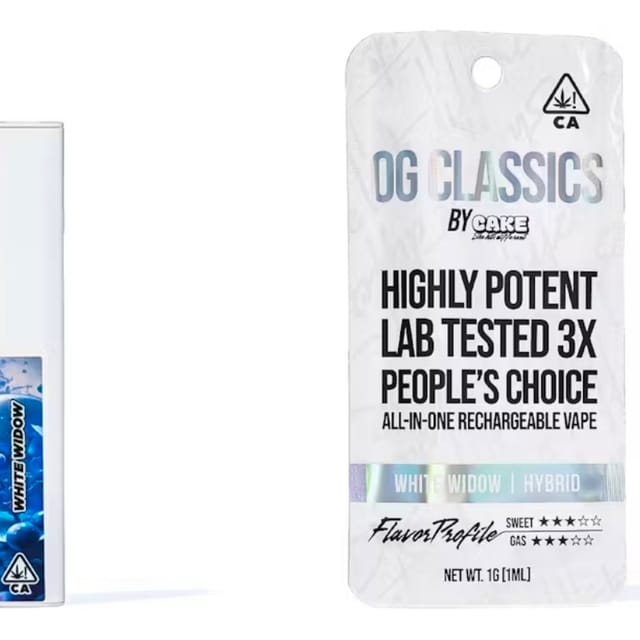 CAKE - OG Classic - 1 gram Disposable - White Widow | Shop Cannabis Delivery Menu Dubs Green Garden CAKE - OG Classic - 1 gram Disposable - White Widow | Shop Cannabis Delivery Menu Dubs Green Garden