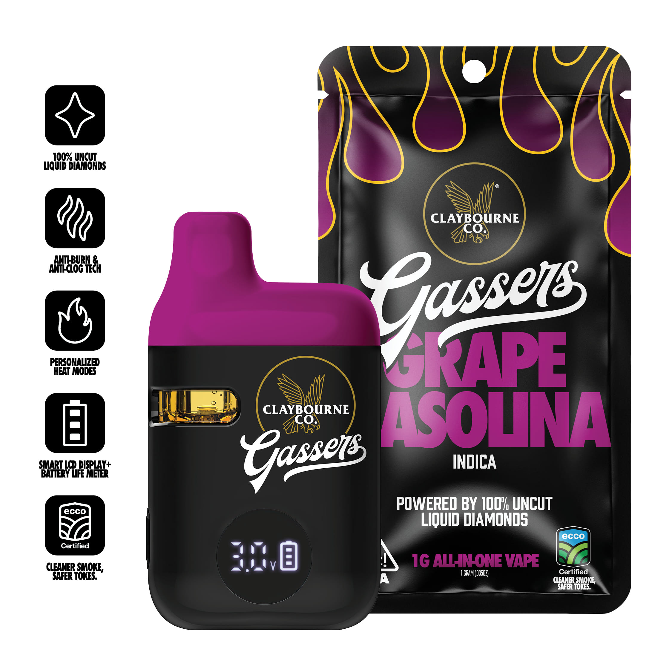 Gassers: Lemon Cherry Gelato 1G Liquid Diamond Disposable - Claybourne -  - $24.75 - Cartridges