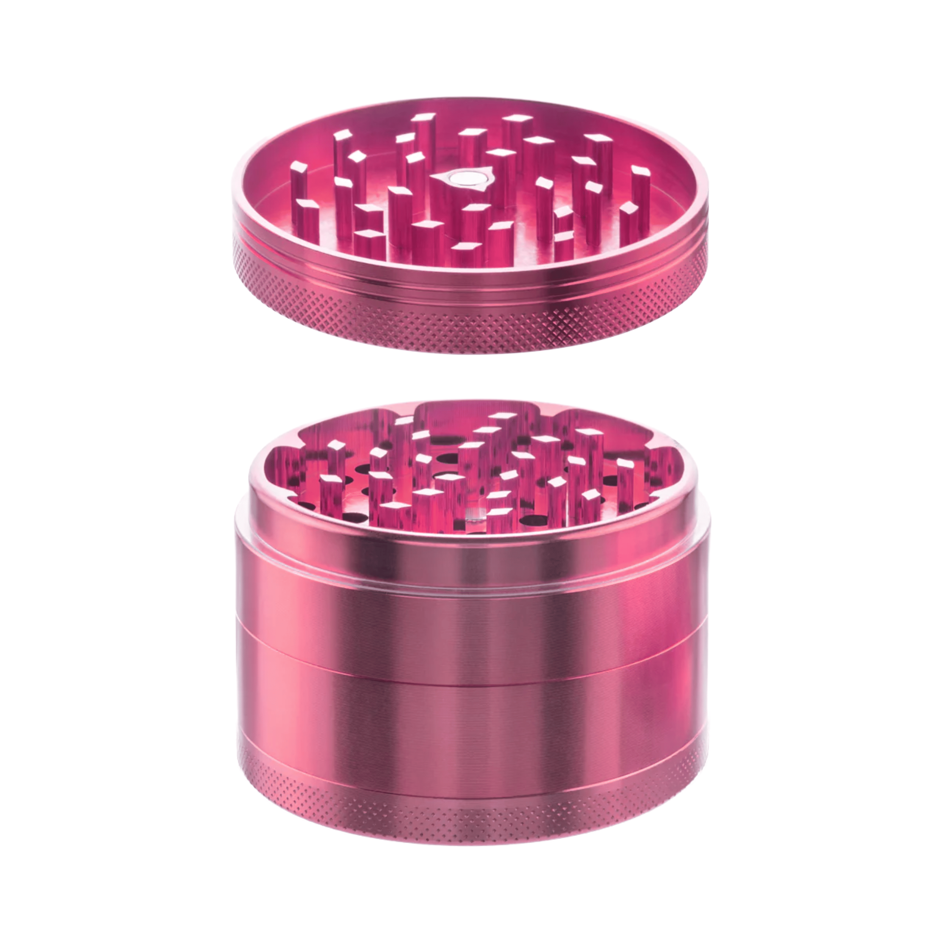 Pink Herb Grinder 4 Piece Magnetic 2.5" / 63mm - Aluminum - Biohazard -  - $20 - Paraphernalia