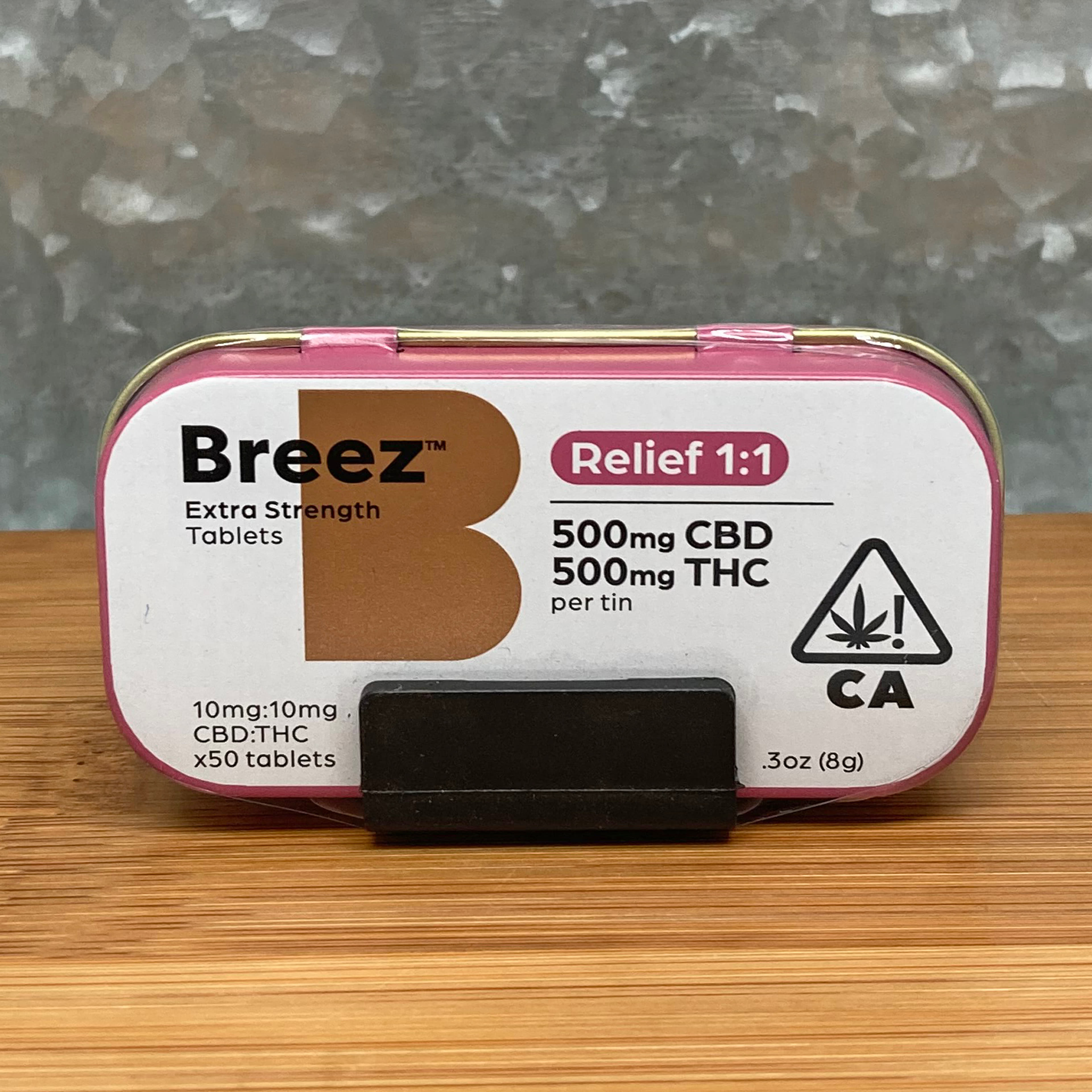 Relief 1:1 THC:CBD Extra Strength Tablet Tin - Breez - - $70 - Capsule