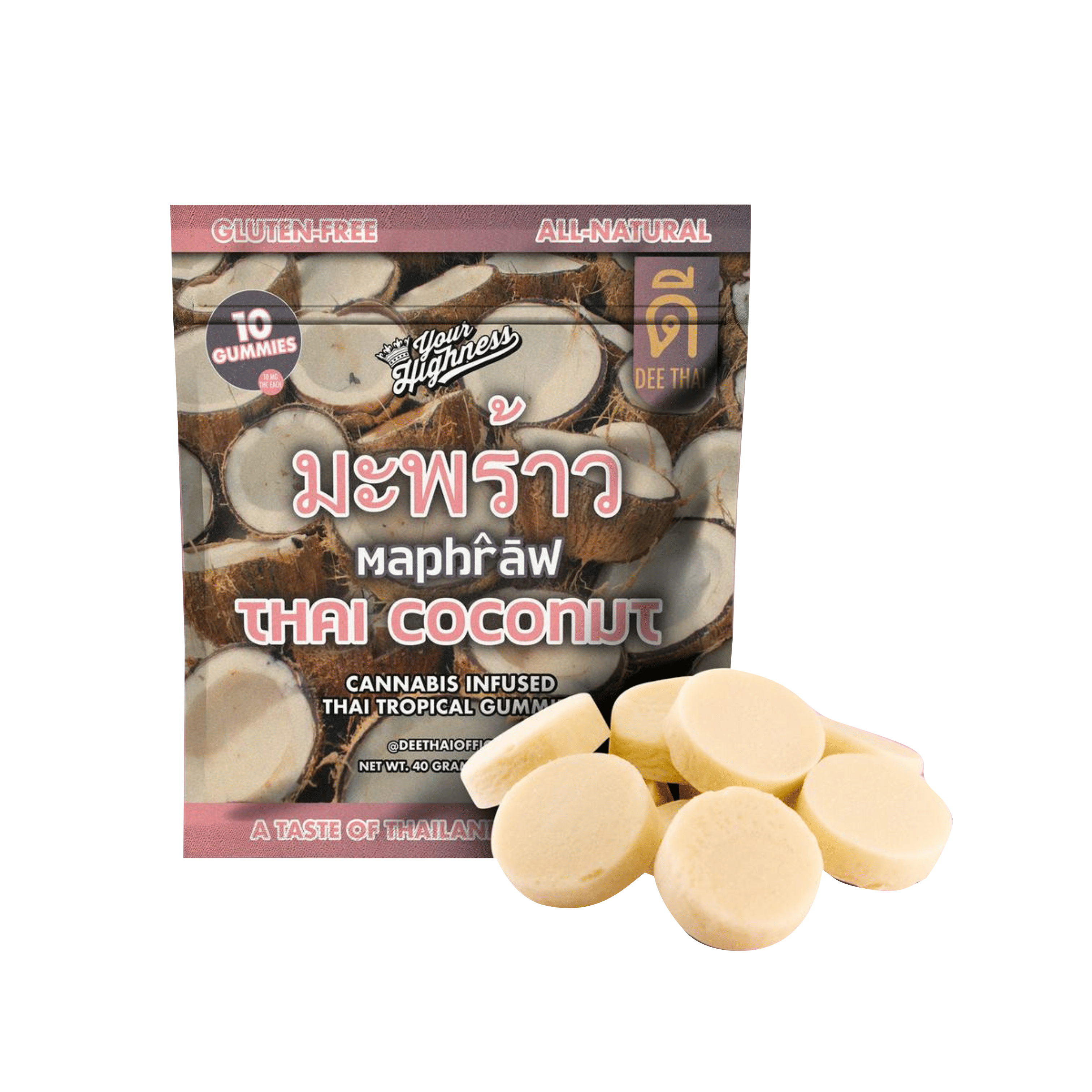 Thai Coconut Rosin Infused Thai Tropical Gummies (Dee Thai x Your Highness) - 100mg - Dee Thai -  - $13 - Edibles